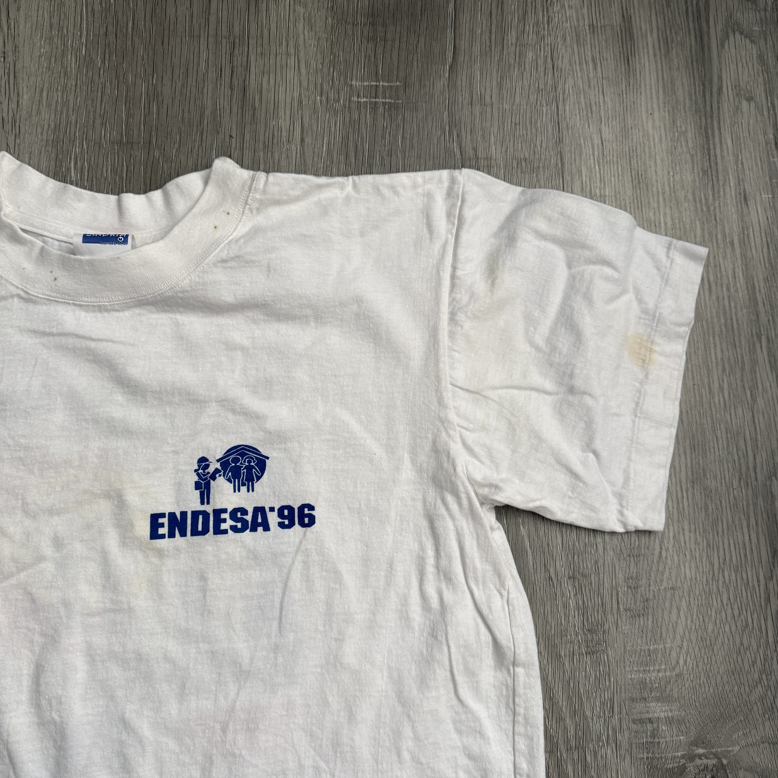 Vintage Sandria ENDESA 96 Shirt Mens Medium White Dominican Republic 90s Tee