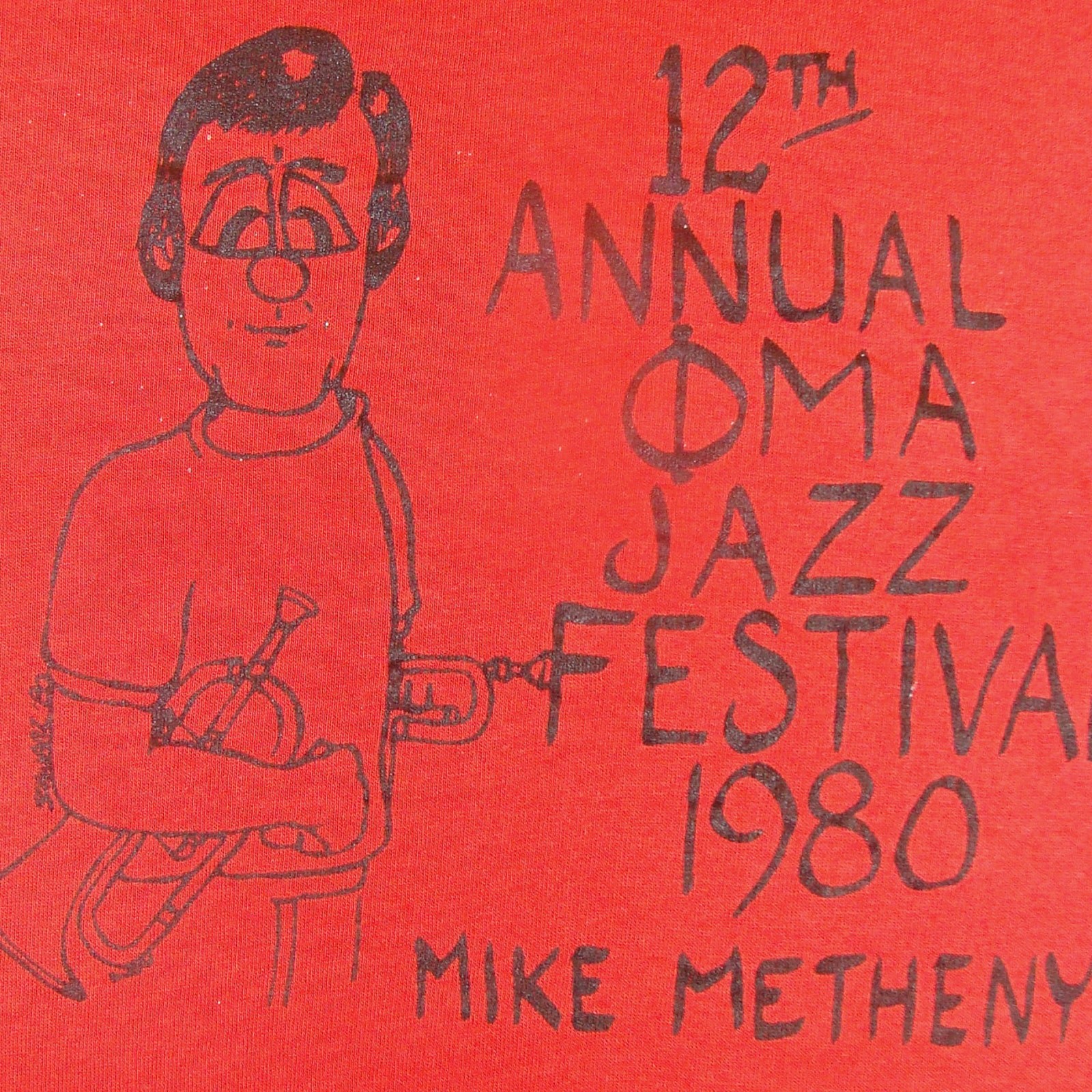 Vintage 1980 Mike Metheny 12th Annual OMA Jazz Festival Red T-shirt