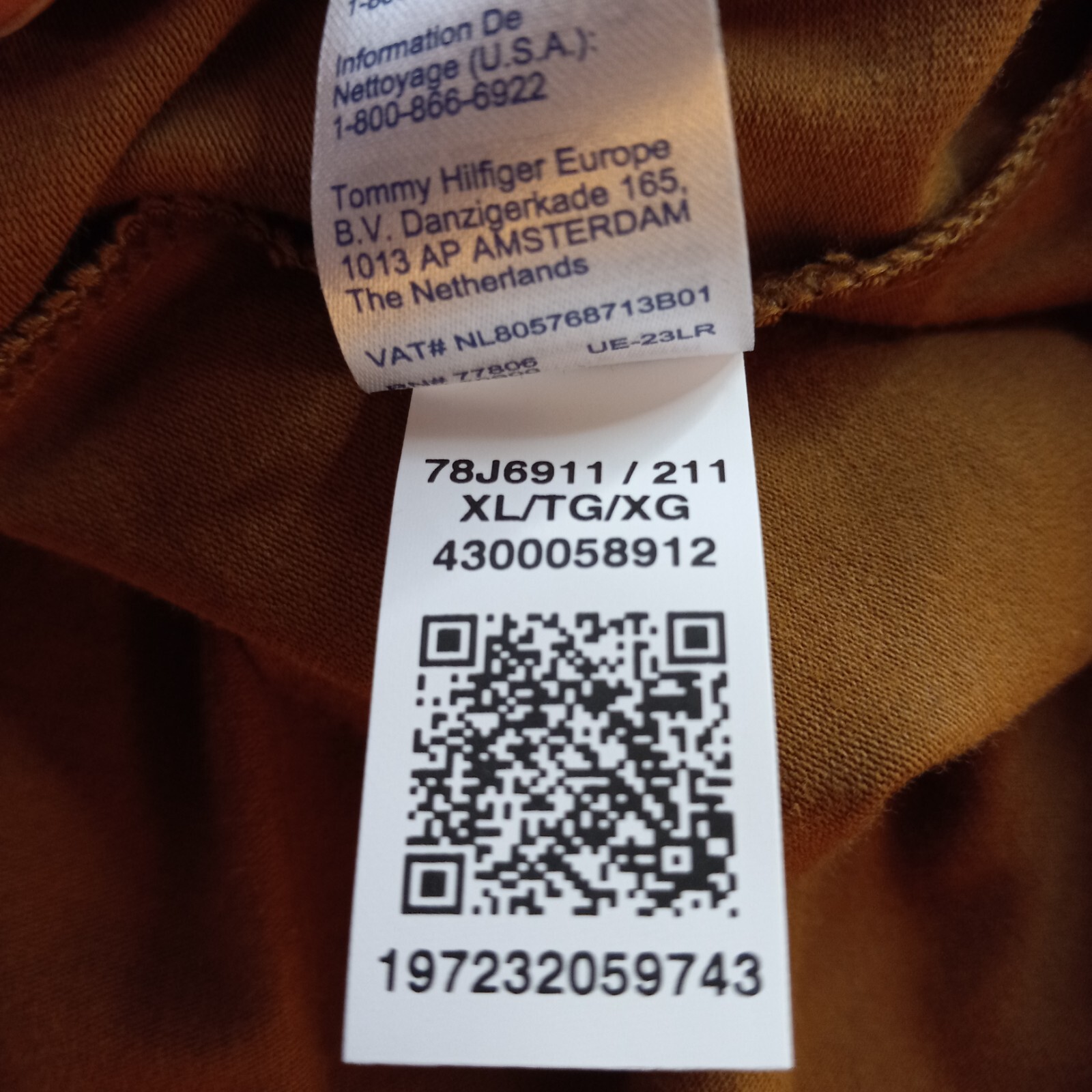 Tommy Hilfiger Men’s Pullover Long Sleeve Shirt XL Slim Fit Brown 95% Cotton NWT
