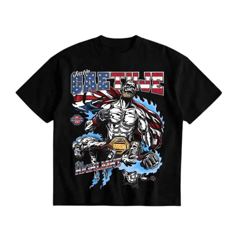 Justin Gaethje UFC Freedom 250 T-Shirt MMA Fighter Gift for Men American Made