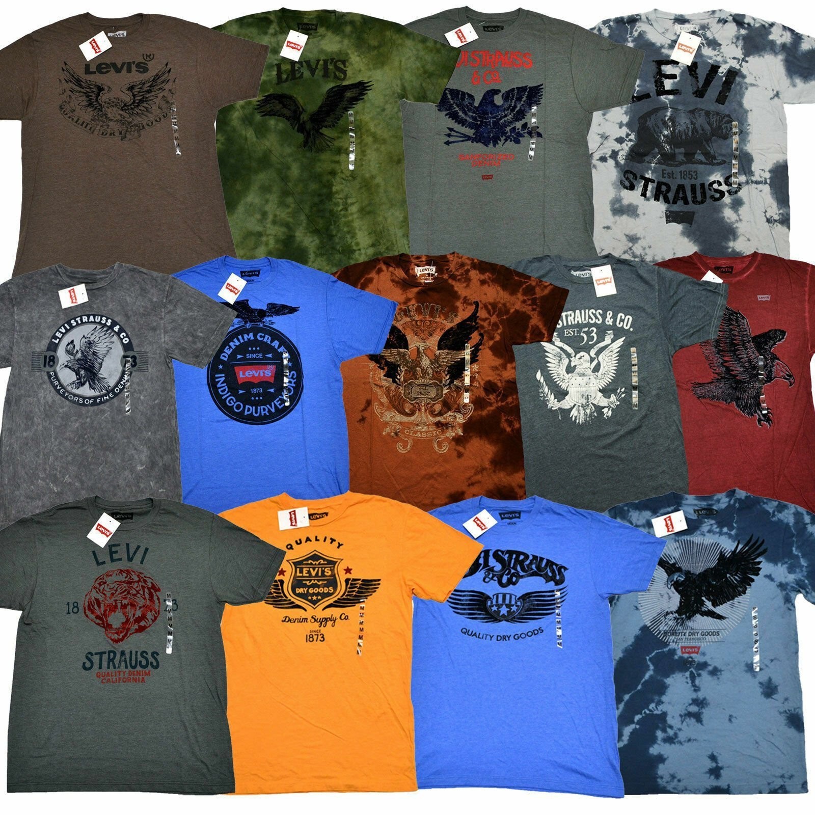 Levis Mens T-Shirts Short Sleeve Graphic Logo Cotton Crew Neck Tee New S M L Xl