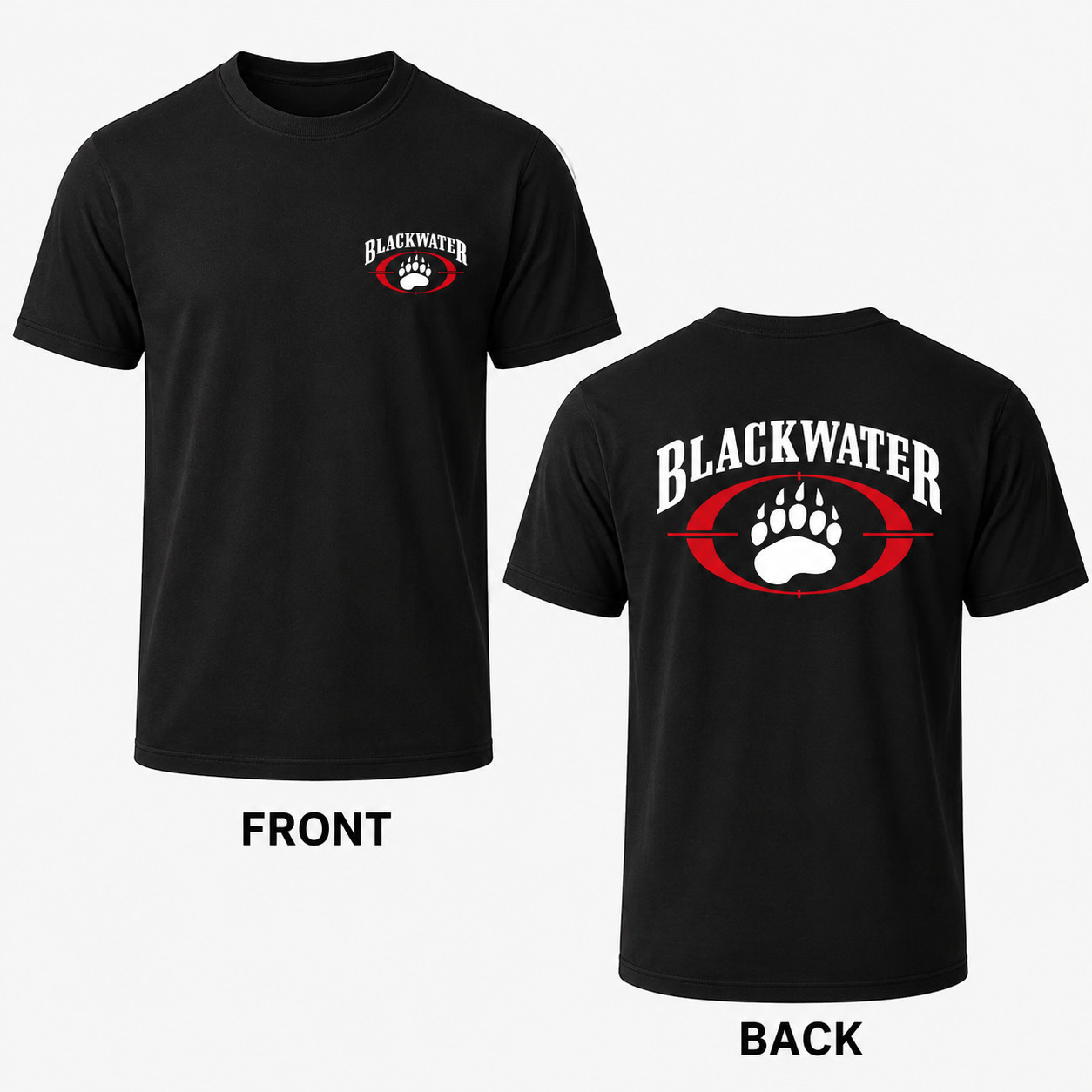 Blackwater Tactical Bear Paw Black Cotton Graphic Tee for Men