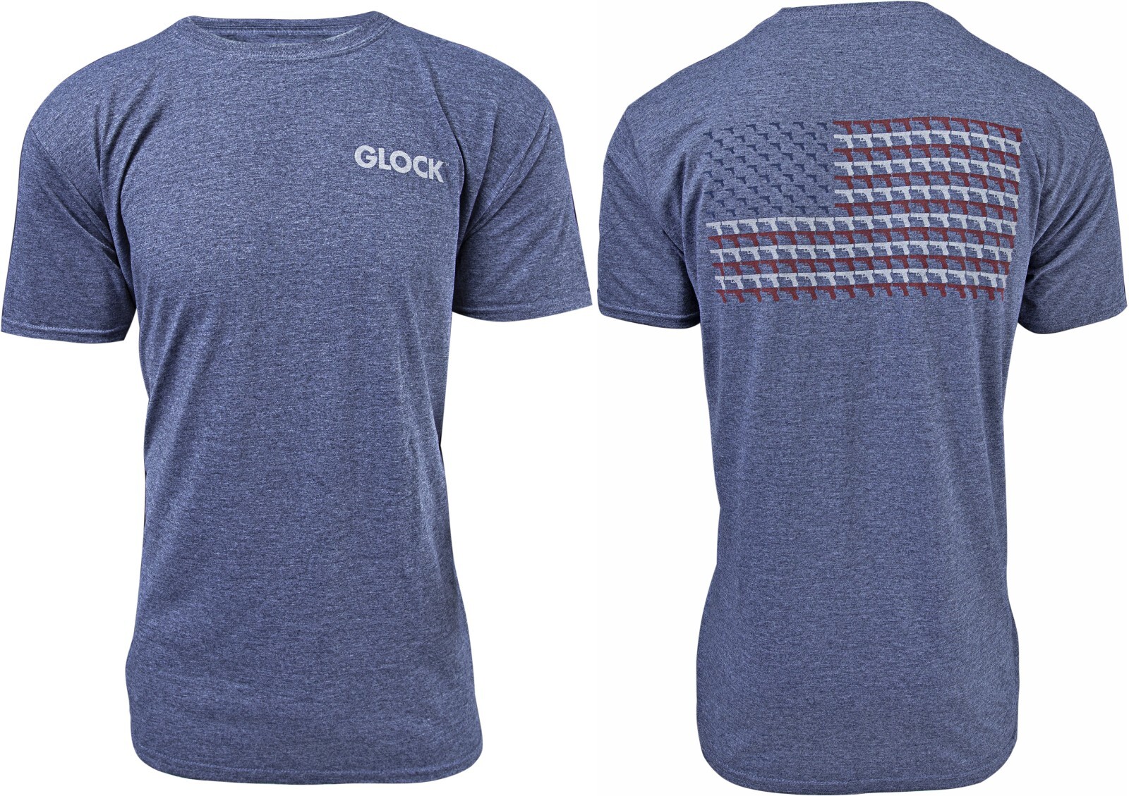 Glock Pistol Flag T-Shirt Heather Navy Cotton Short Sleeve AA7515 Fast Free Ship
