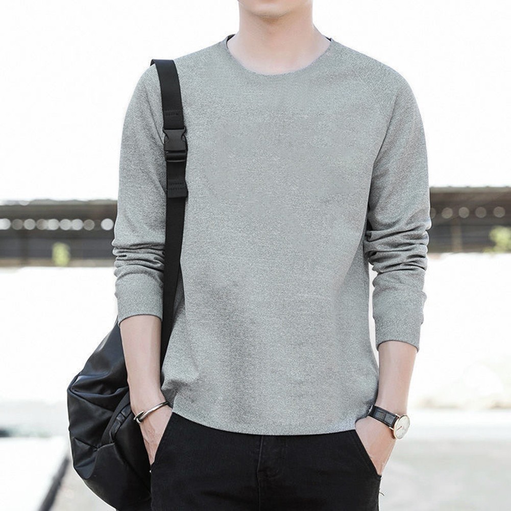 Pullover Design Long Sleeve Tee Mens Casual Top Lightweight Fabric Easy Care