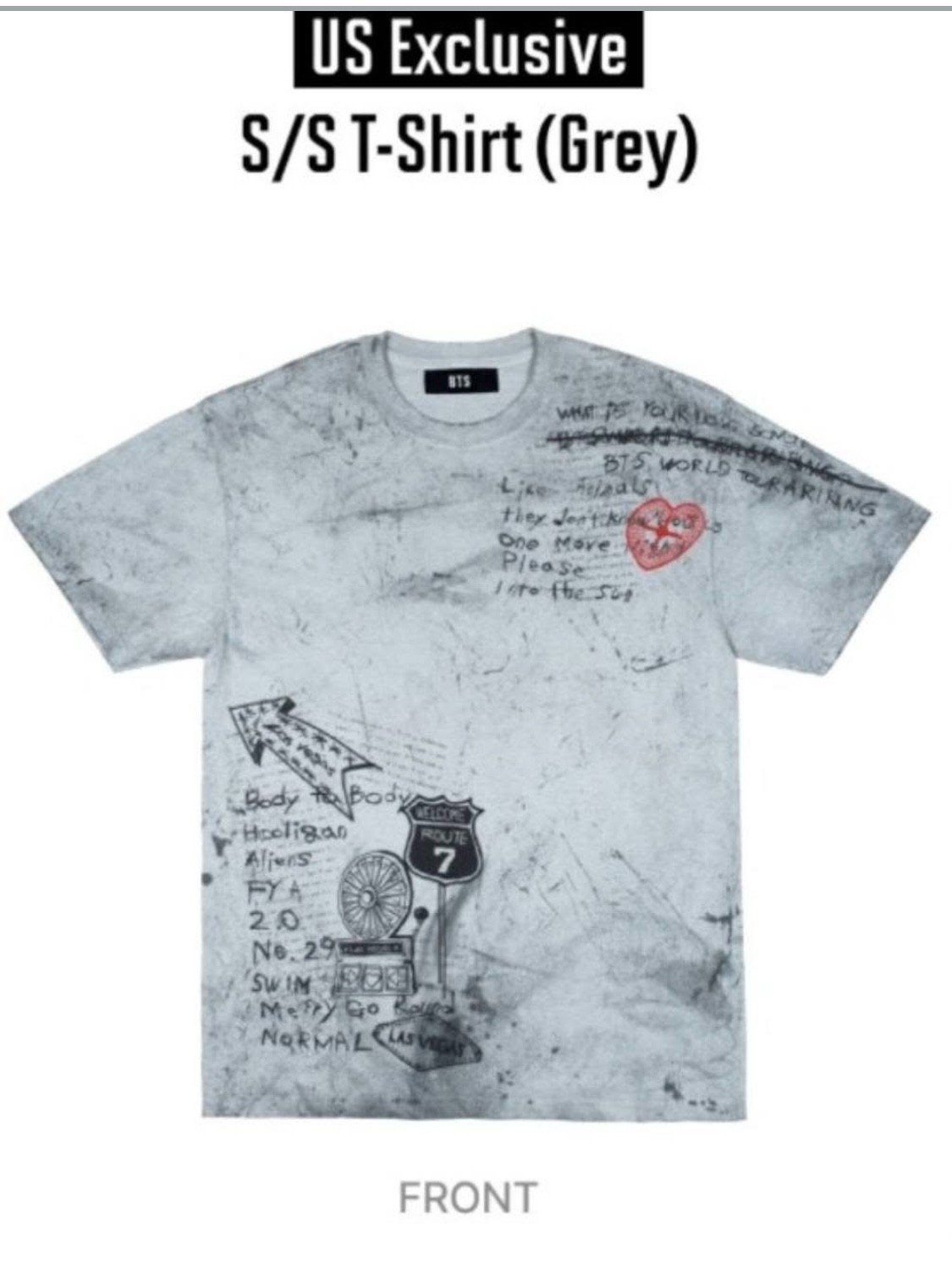 Brand New–BTS pop up Vegas Arirang s/s t shirt (grey) US exclusive SIZE XL