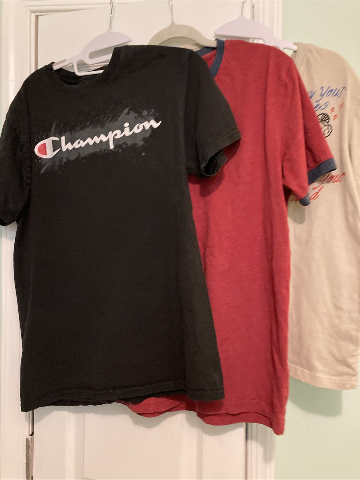 Lot Of 3 Champion Brooklyn & George Mens T Shirt Short Sleeves Black Red Beige M