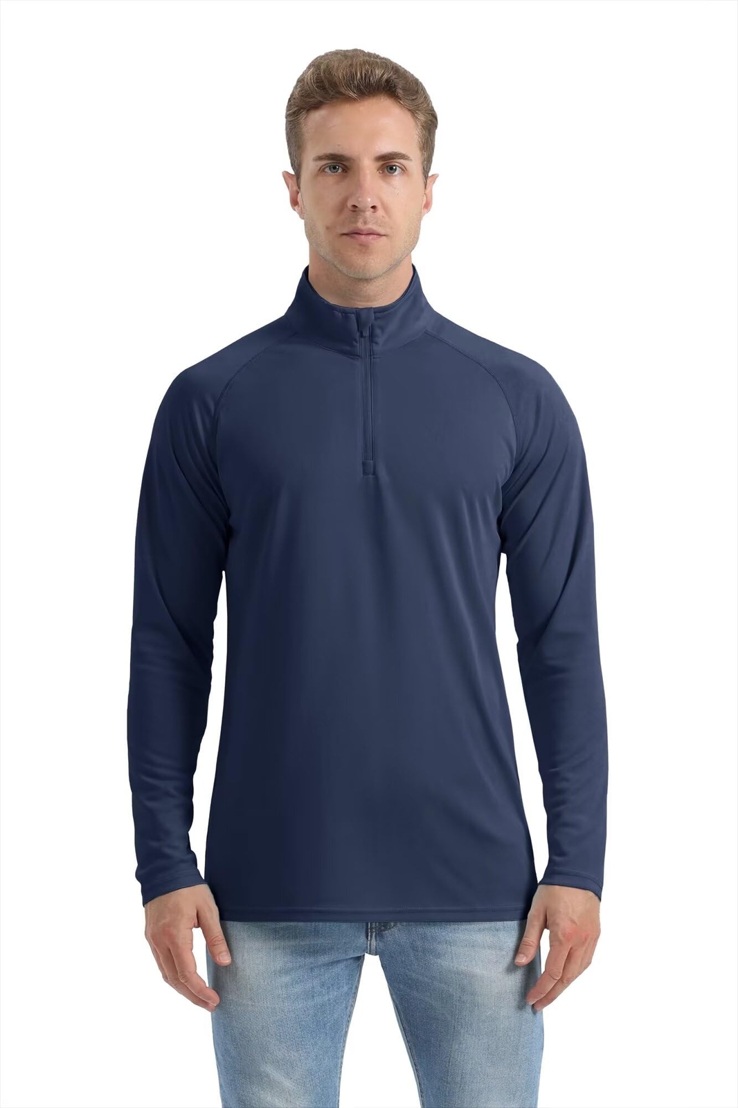 Men’s UPF 50+ Sun Shirts UV Tees Long Sleeve 1/4 Zip Fishing Running Rash Guard