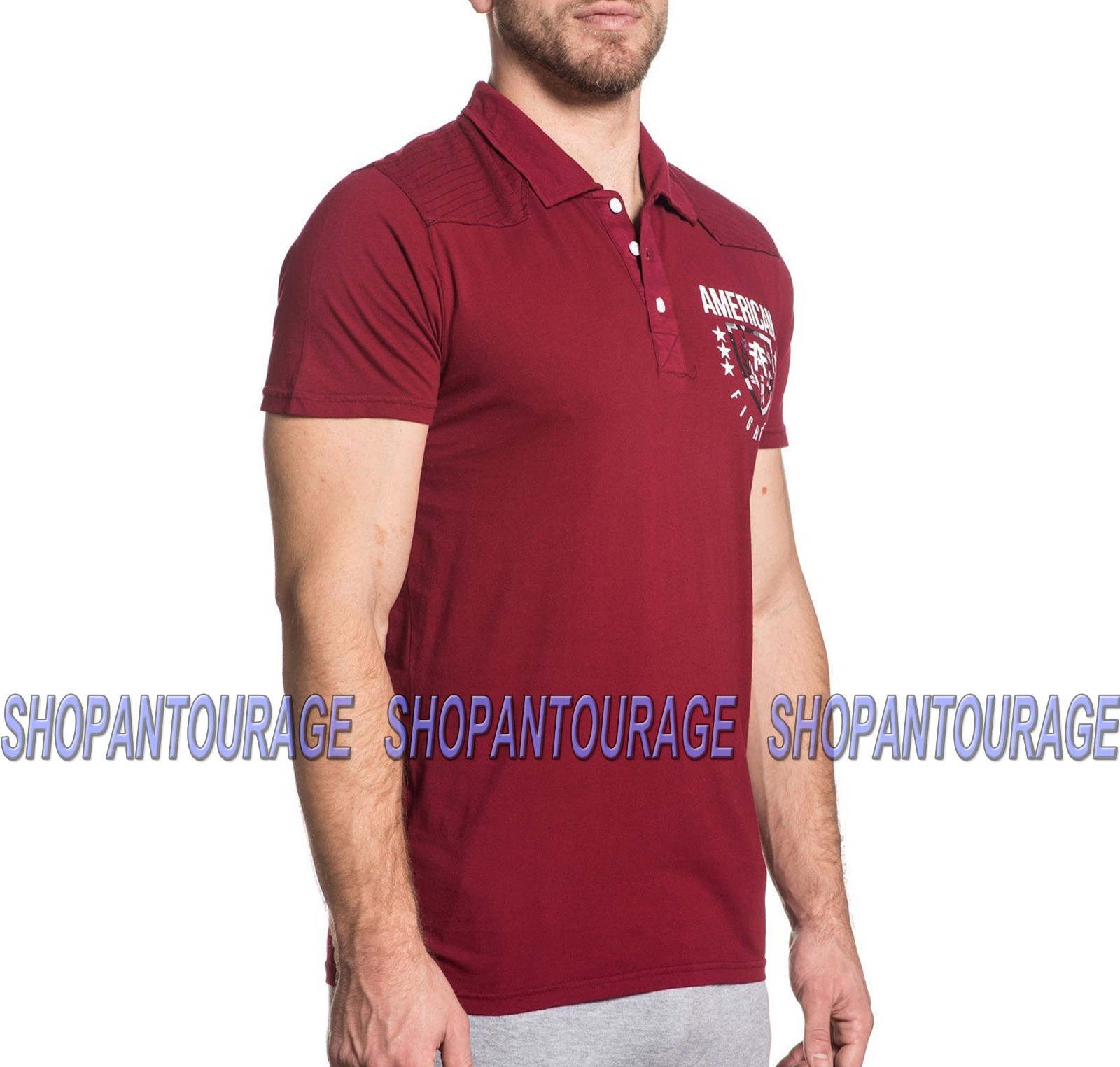 American Fighter Lander FM4642 Men`s Graphic Fashion Red Polo Top By Affliction