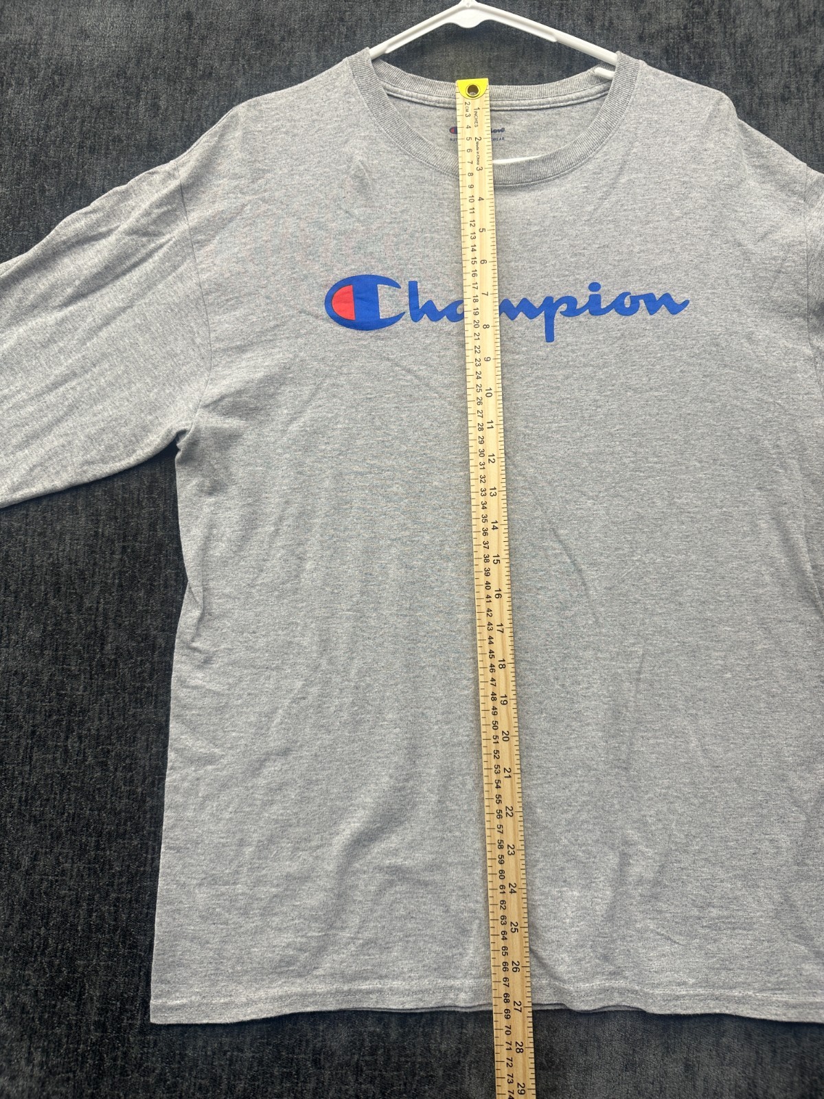 Champion Authentic Athletic Shirt Mens M Heather Gray Script Logo Standard Fit