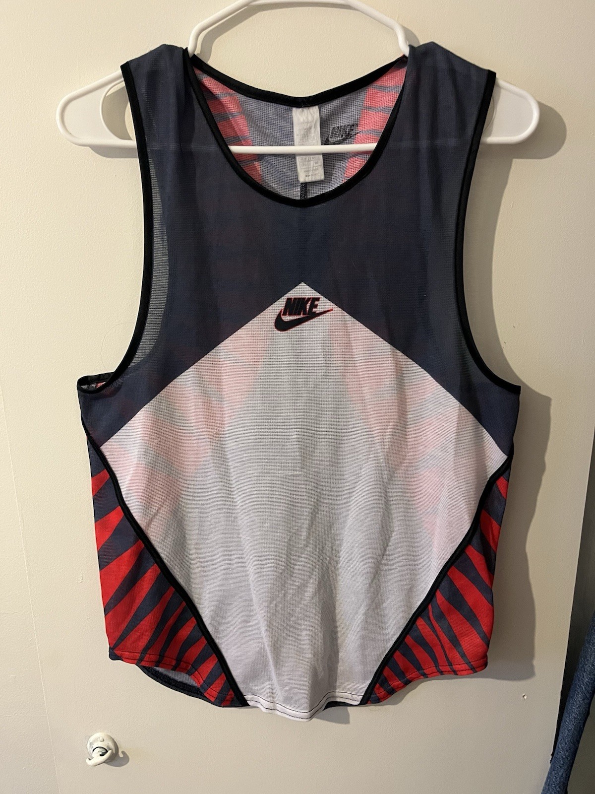 Vintage 80s 90s Nike Running Muscle Shirt Tanktop Center Swoosh Colorblock Sz M