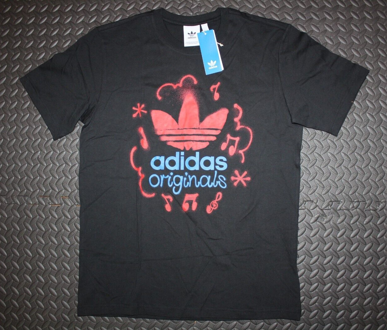 NEW MEN’S ADIDAS ORIGINALS MUSIC NOTES TREFOIL TEE SHIRT ~SIZE 2XL #IS0224