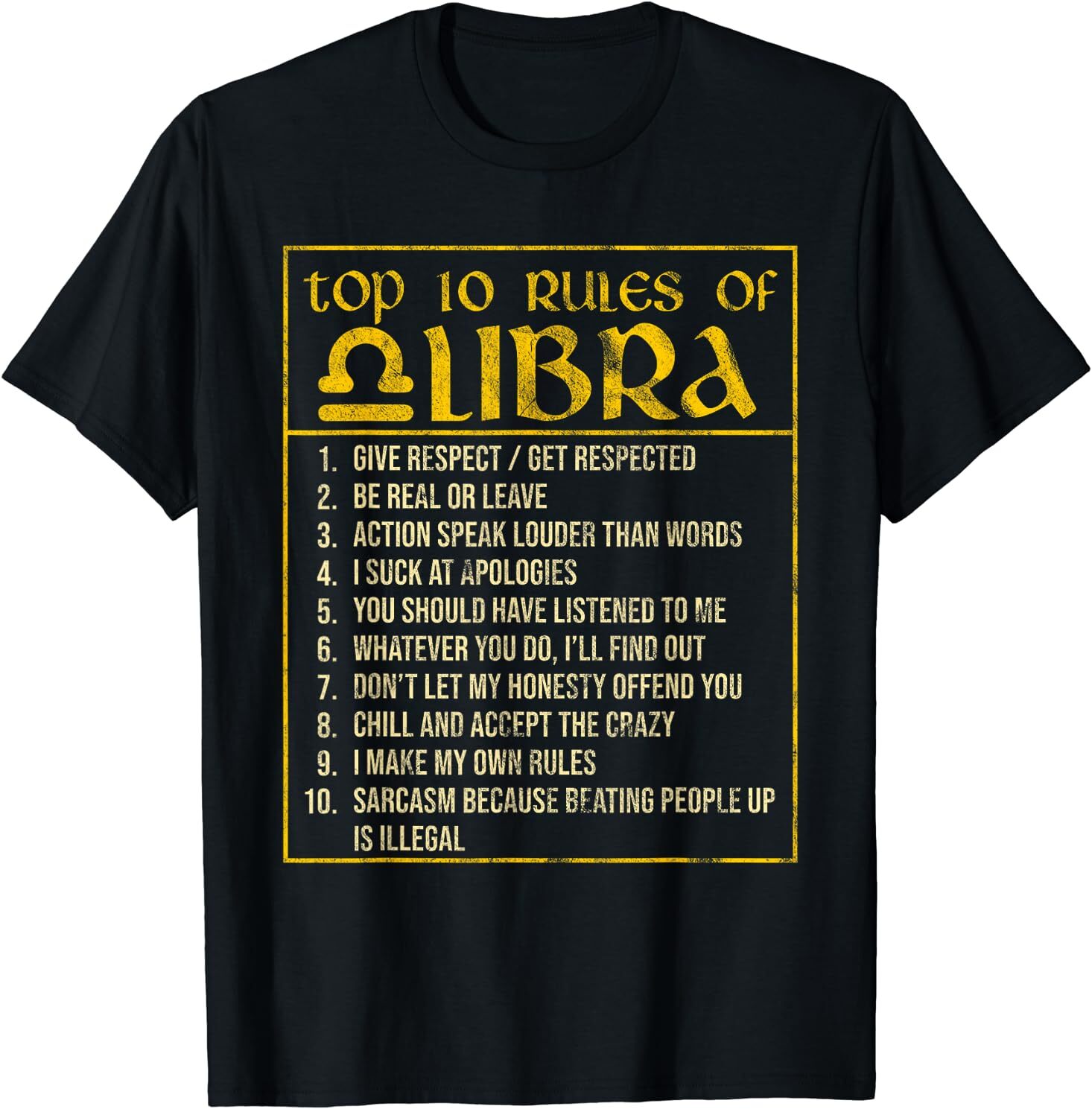 NEW LIMITED Top 10 Rules Libra September October Birthday T-Shirt S-3XL