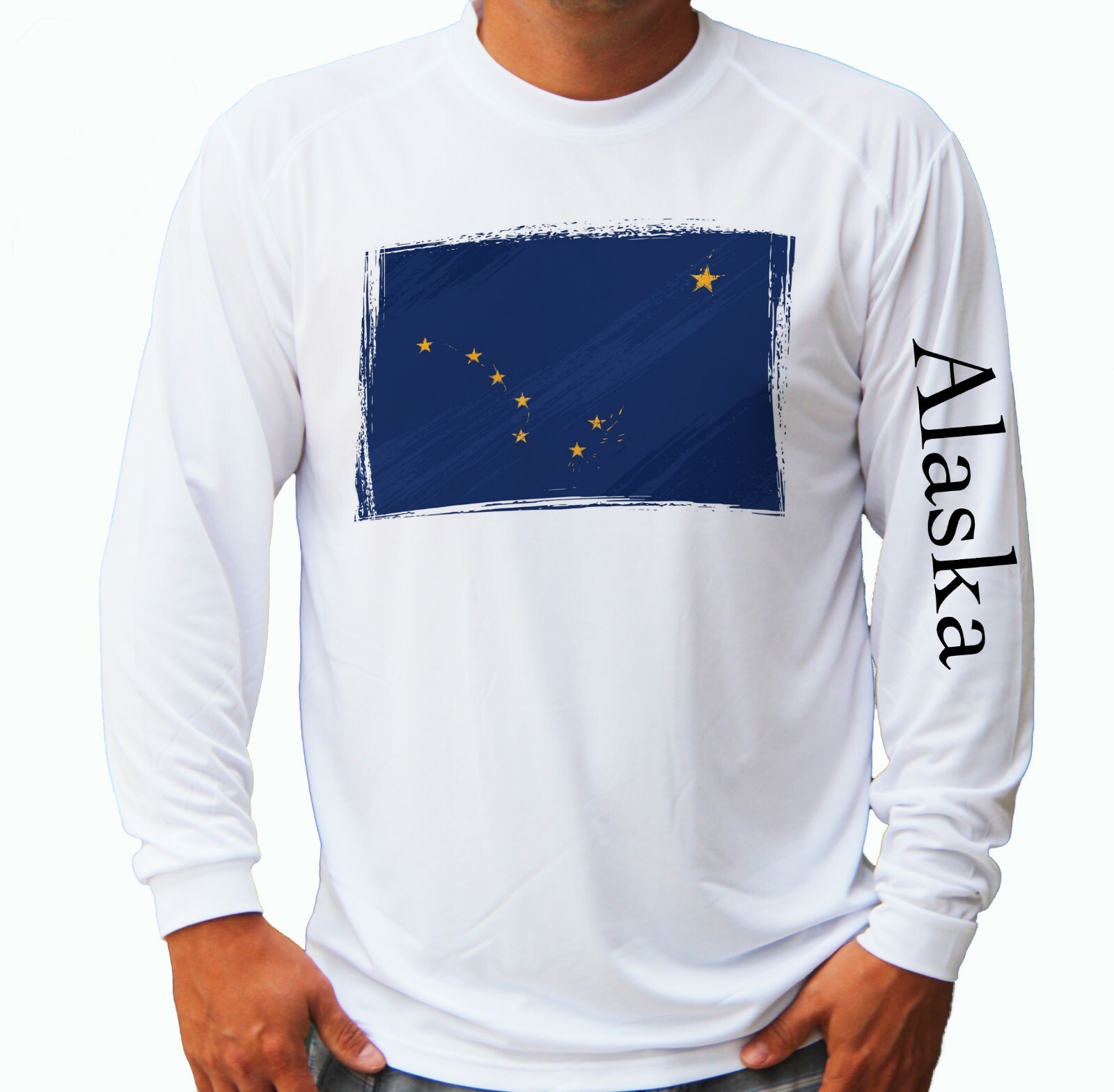Alaska State Flag Fishing Boat Long Sleeve UPF 30 T-Shirt Sun UV Protection