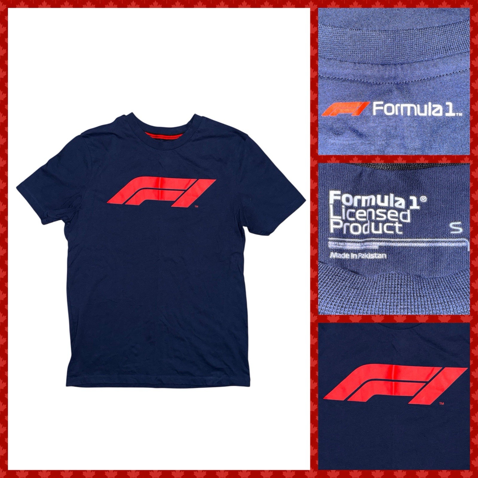 Formula 1 F1 Official T-Shirt Men’s Small Navy Blue W/ Red Graphic Print Logo
