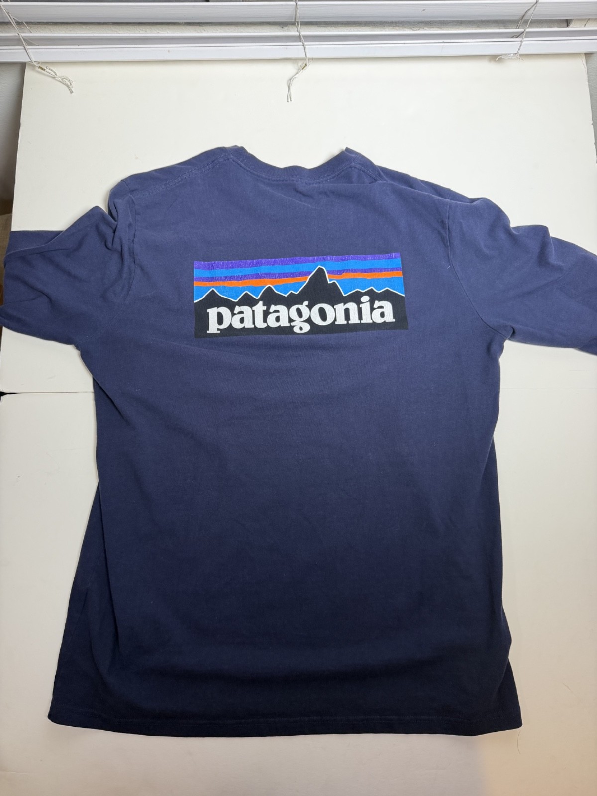Patagonia Worn Wear Mens Long Sleeve T Shirt Blue Large Big Logo Cotton Tee