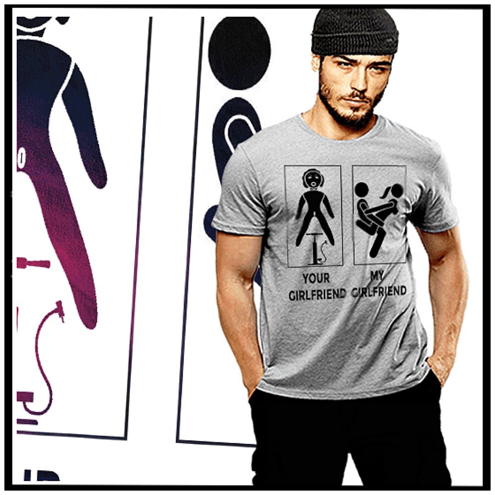 Your girlfriend t-shirt my sexy freaky girl vs your blow up doll with pump tee