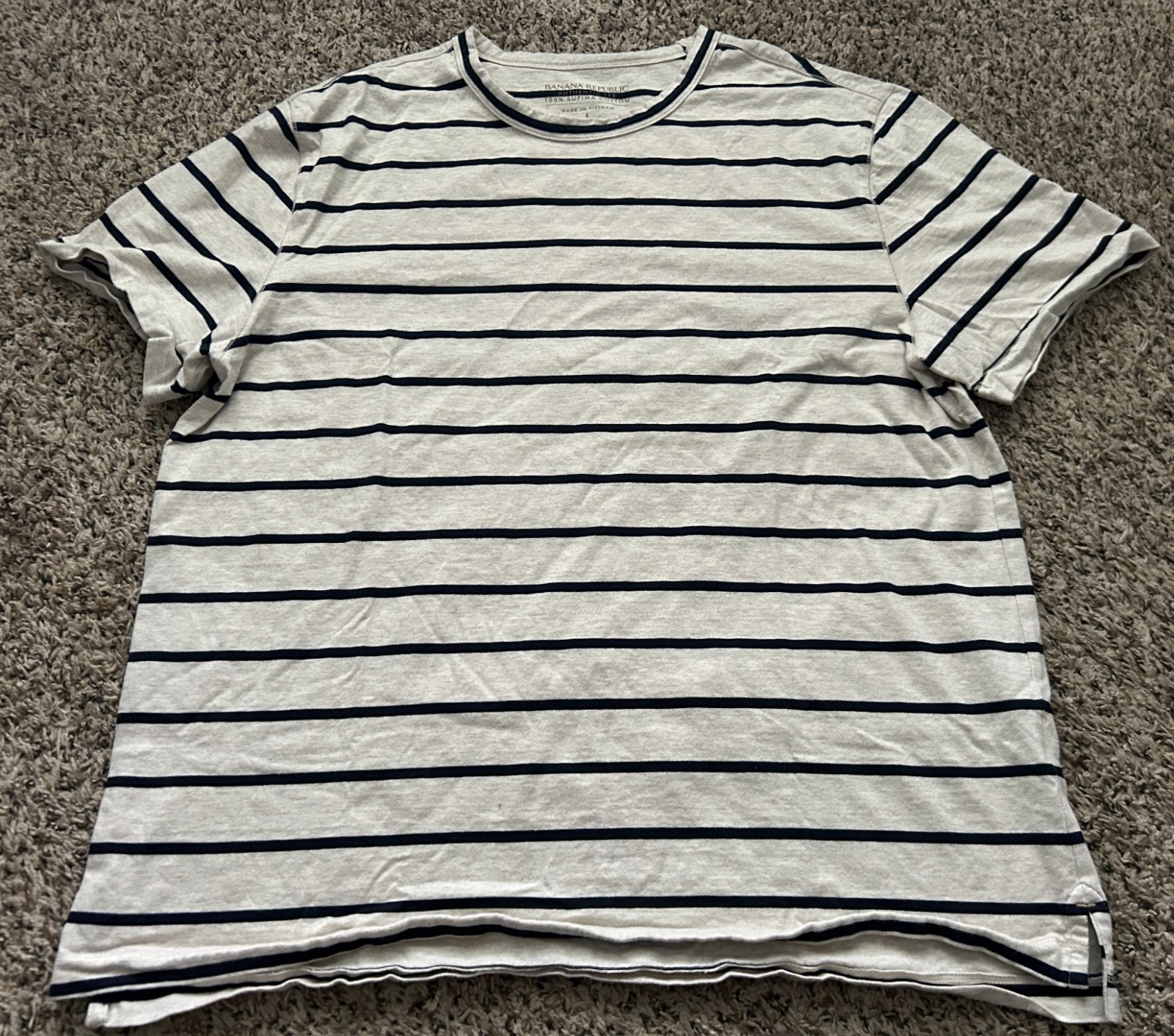 Banana Republic Authentic Tee T Shirt Mens Large Striped 100% Supima Cotton