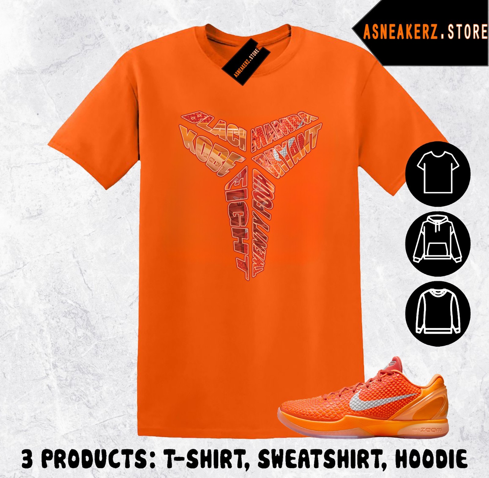 Shirt Matching Kobe 6 Protro Total Orange Match Sneaker Sheath Mamba Mentality
