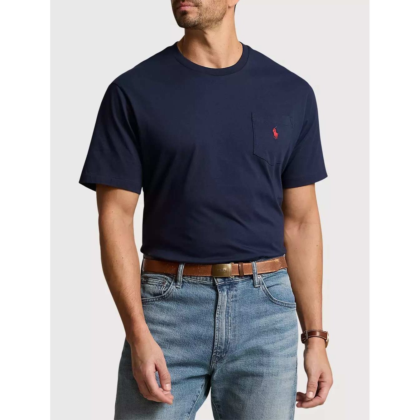 Polo Ralph Lauren Mens 2XLT Navy Blue Red Pony Logo Cotton Crewneck T-Shirt NWT