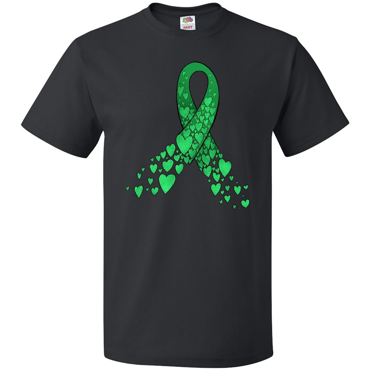Inktastic Cerebral Palsy Awareness- Green Ribbon Made Of Hearts T-Shirt Support