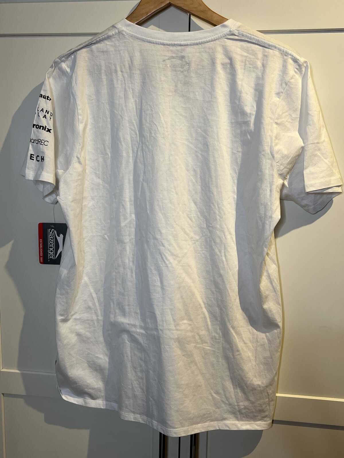 Slazenger Embron Global Technology Group T-shirt Size Large White V-neck NEW