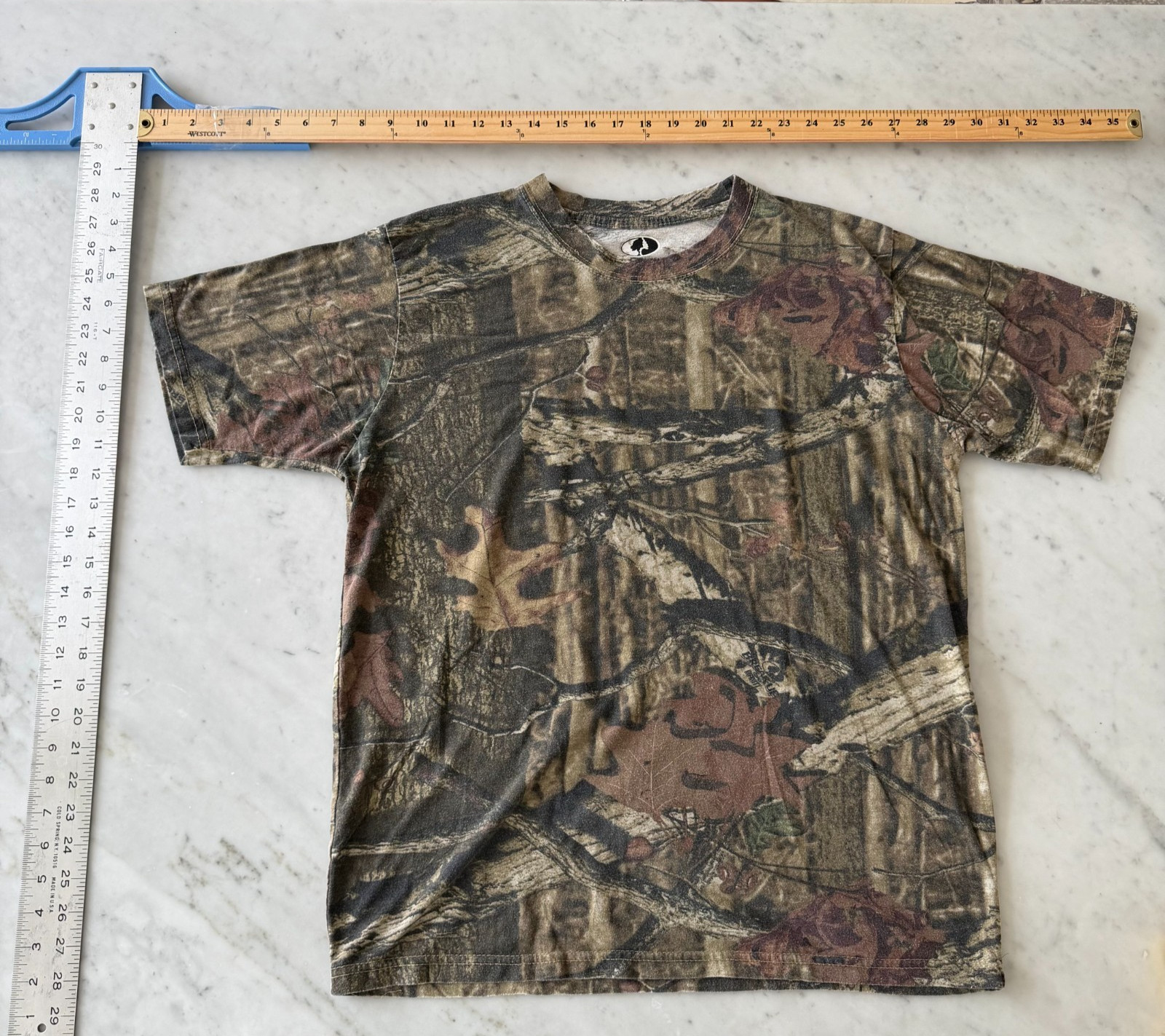 Mossy Oak Camo T Shirt Mens Size L Hunting Woodland Pattern Cotton Tee