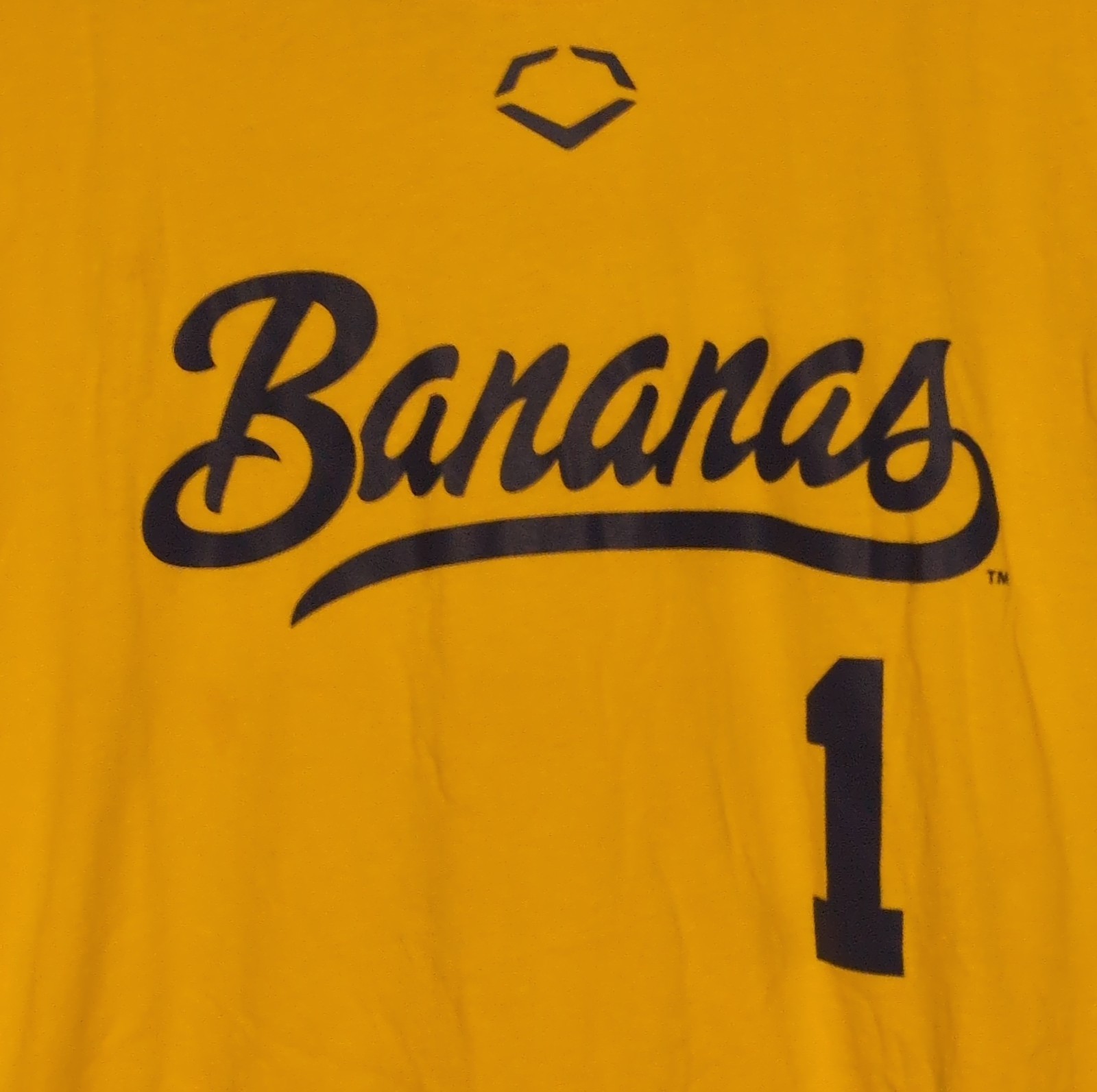 EvoShield Savannah Bananas TShirt 2XL Mens Yellow #1 Baseball Short Sleeve