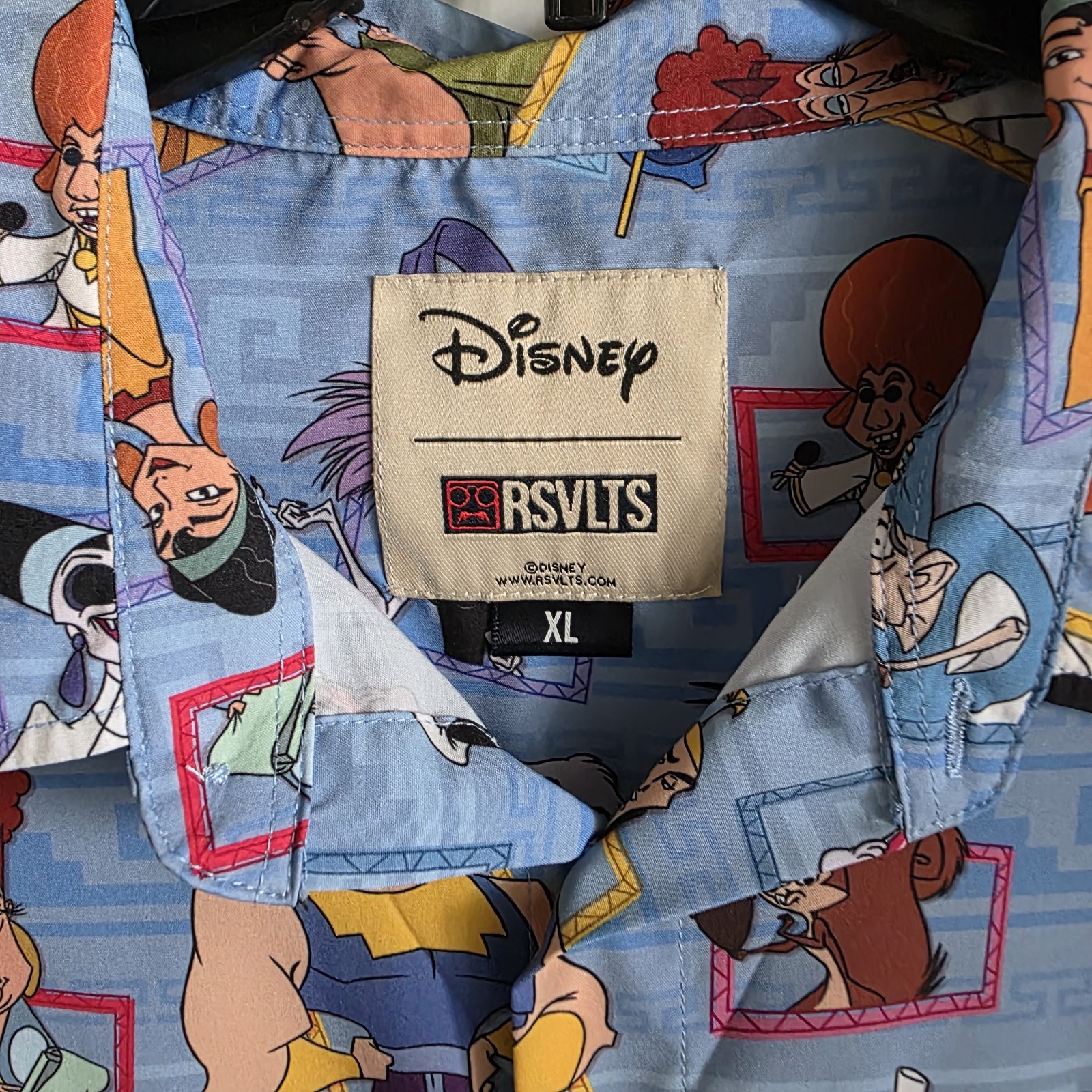 RSVLTS Disney Emporer’s New Groove “Boom Baby” Kunuflex XL Button Up Shirt