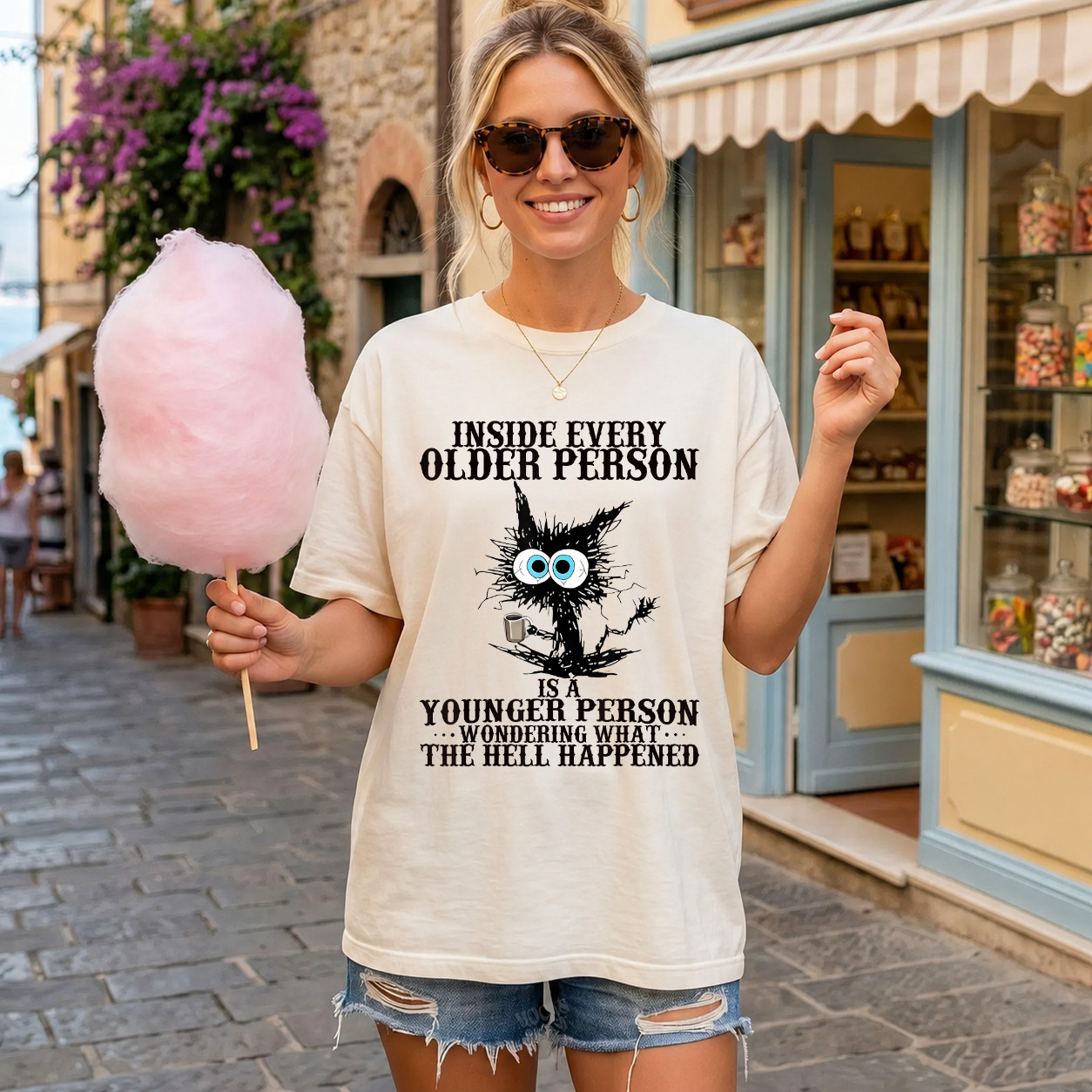 Comfort Colors® Cat Inside Every Older Person is A Younger Person Meme T-Shirt