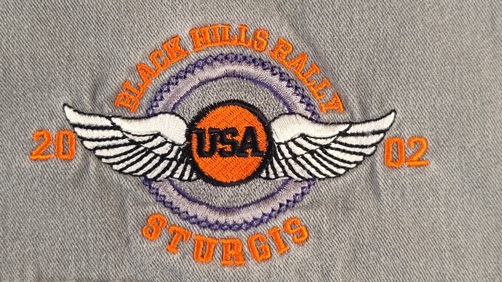 2002 Sturgis Black Hills Rally 62nd Anniversary Gray Denim Vest Jean Size L