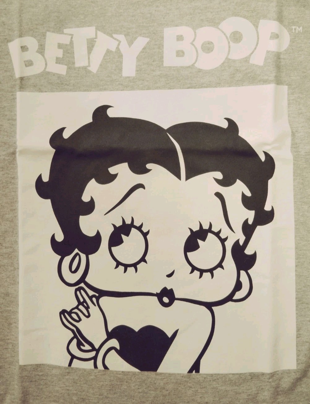 Classic Black and White Betty Boop Heather Gray Graphic Tee T-shirt Cartoon NWOT