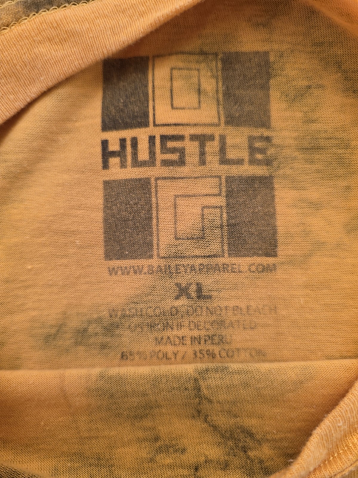 Hustle Xl Men Yellow And Black Pullover Shirt With Bear Design On Front