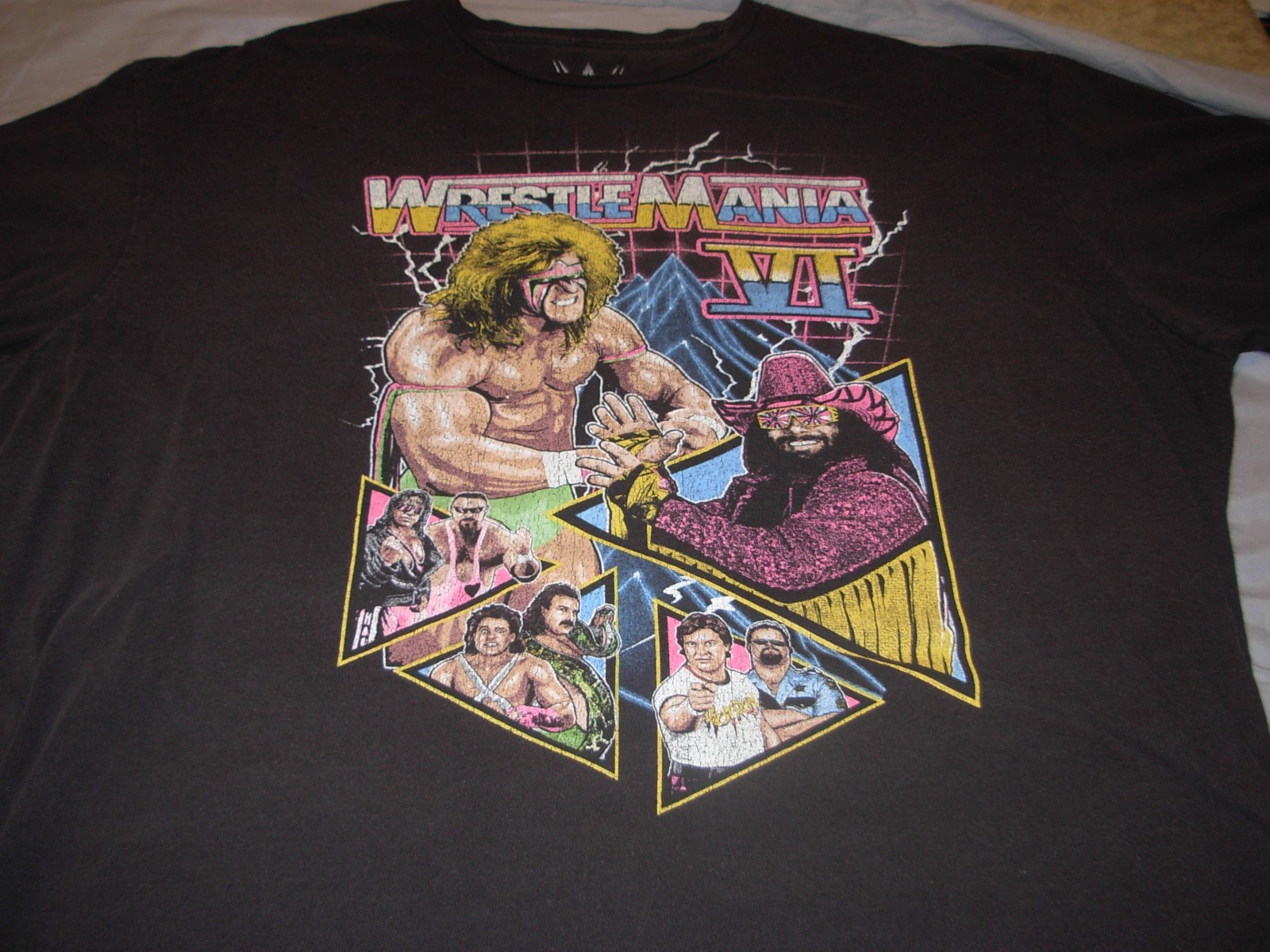 WWE WrestleMania VI T-Shirt 2XL Ultimate Warrior Randy Savage Graphic Tee