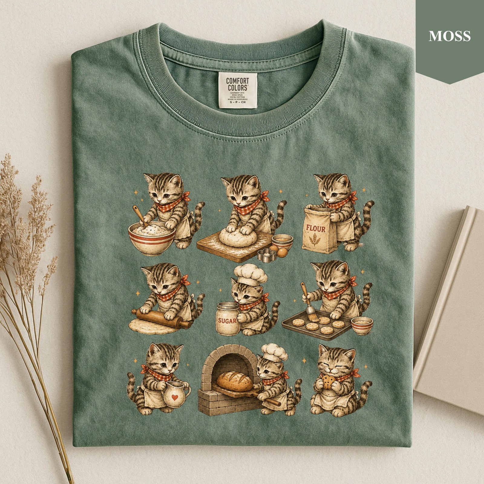 Baking Cat Shirt, Cozy Bakery Cat Tee, Sourdough Cat Lover Gift T-Shirt