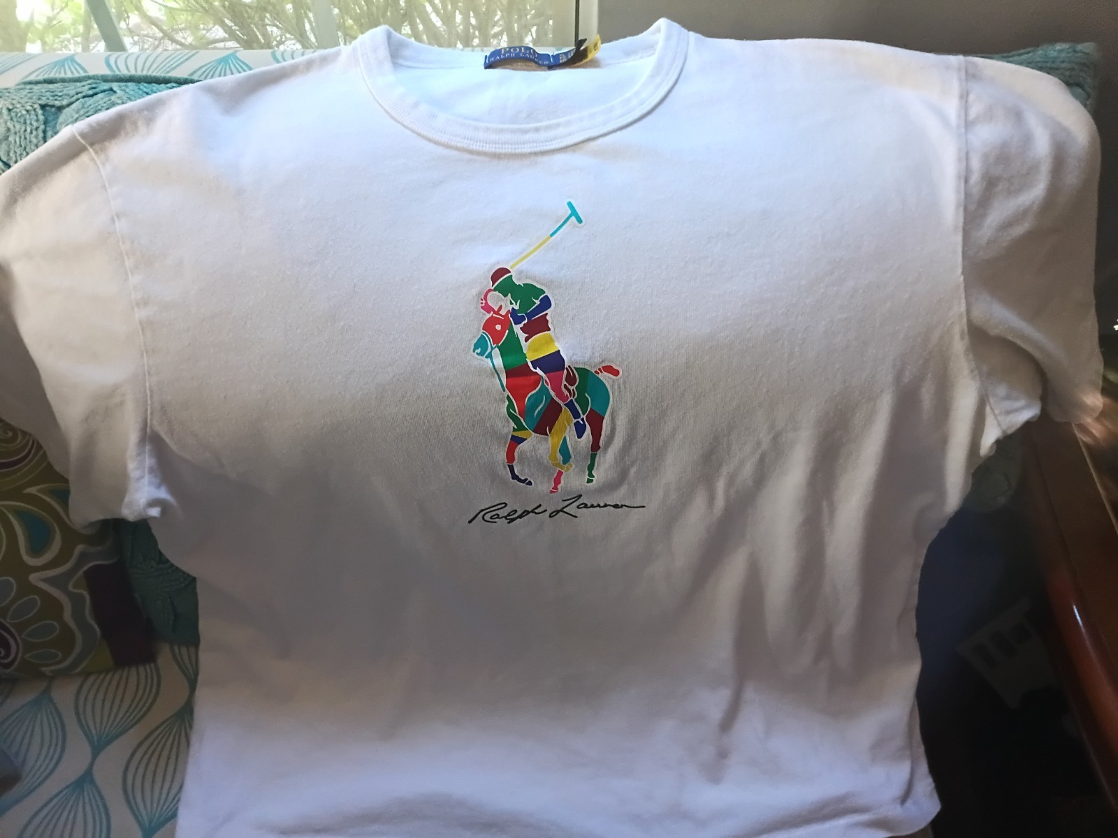 Polo Ralph Lauren Crew Neck Polo Big Pony Colorful White Mens XL X-Large