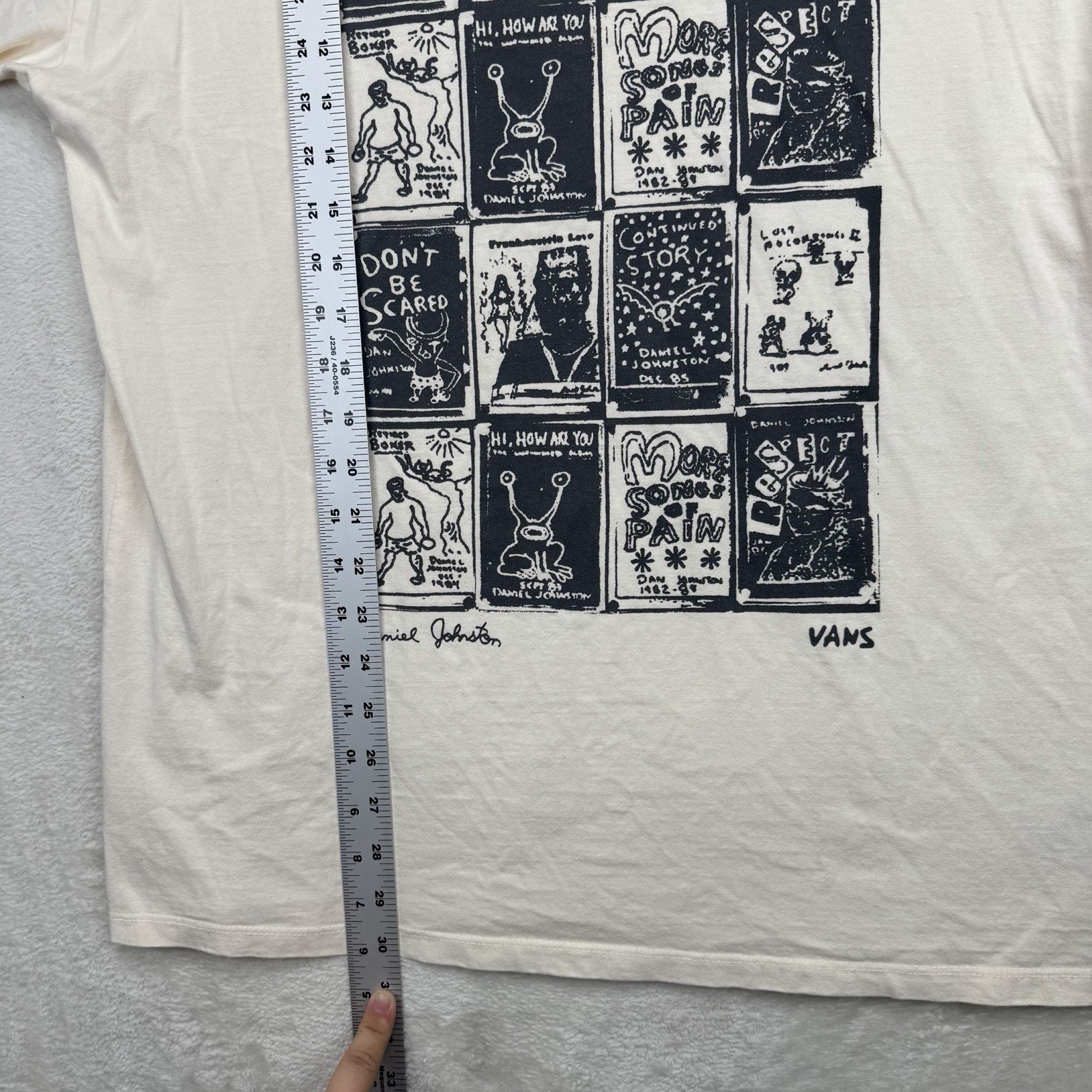 Vans Daniel Johnston Graphic T Shirt Mens Large Off White Artist Skate Art Tee