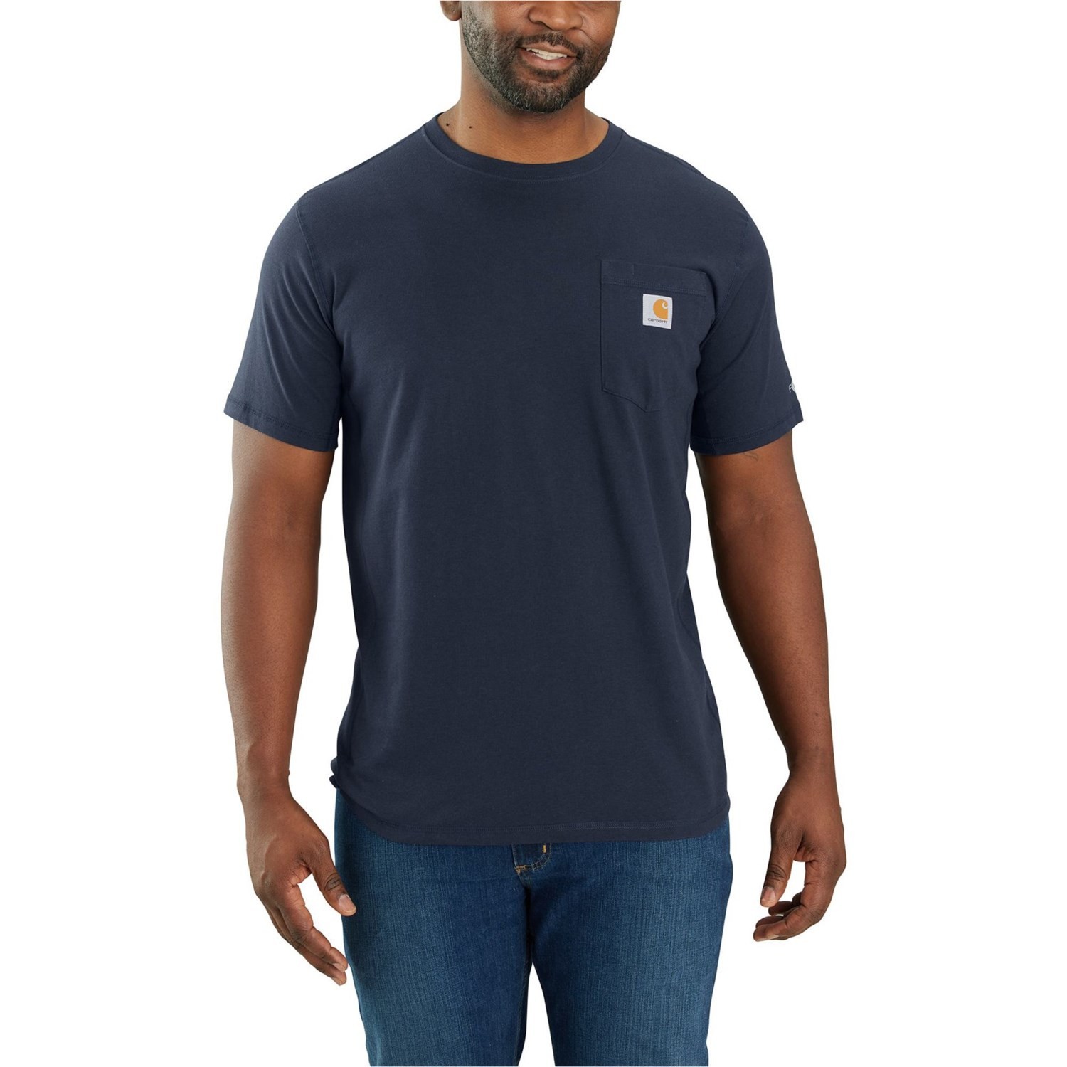 Carhartt 104616 Mens Size Small Navy Blue Force Short Sleeve Pocket T-Shirt Sz S