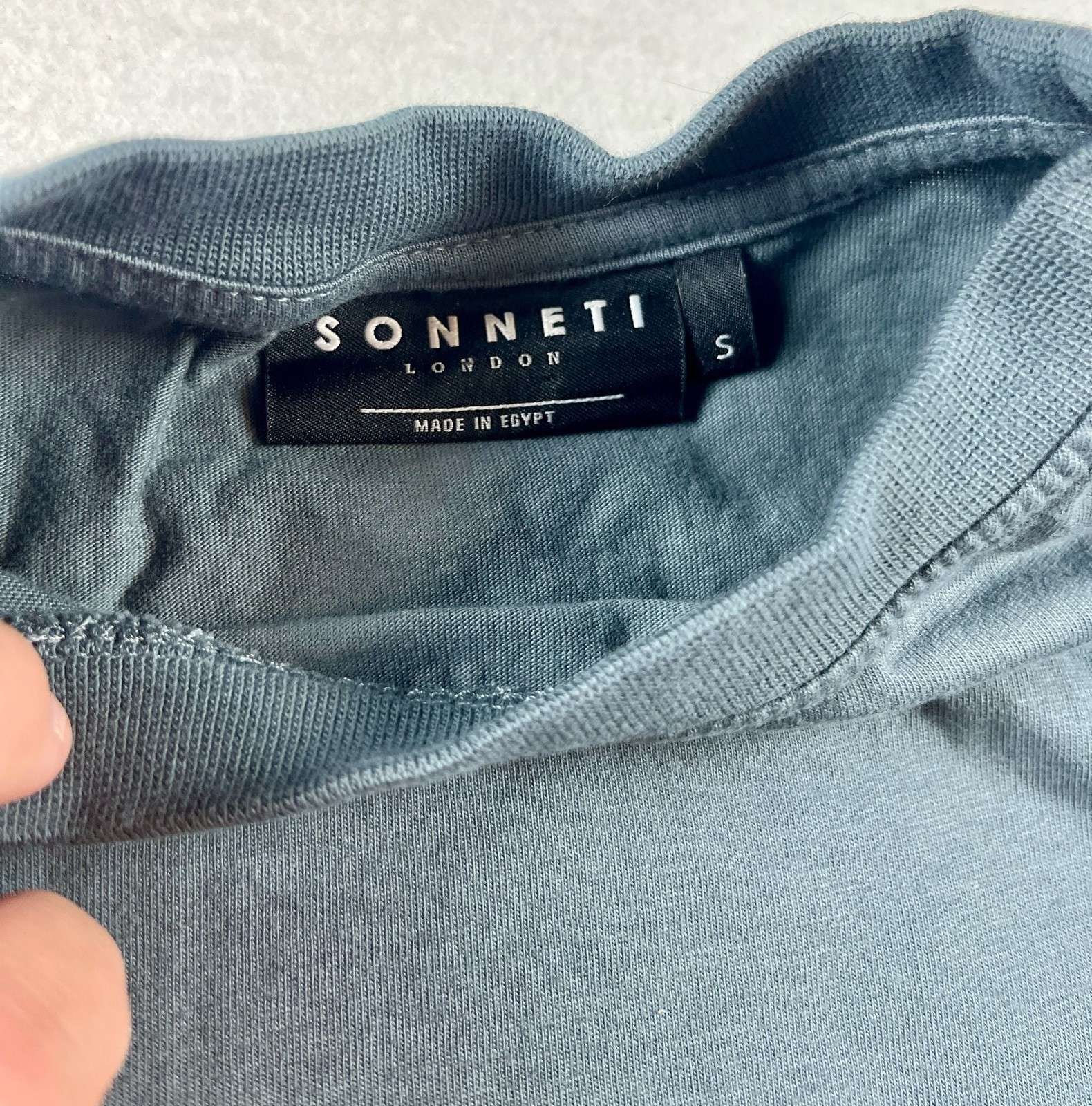 Sonneti London Crew Neck Essential T-Shirt in Grey Blue Athleisure