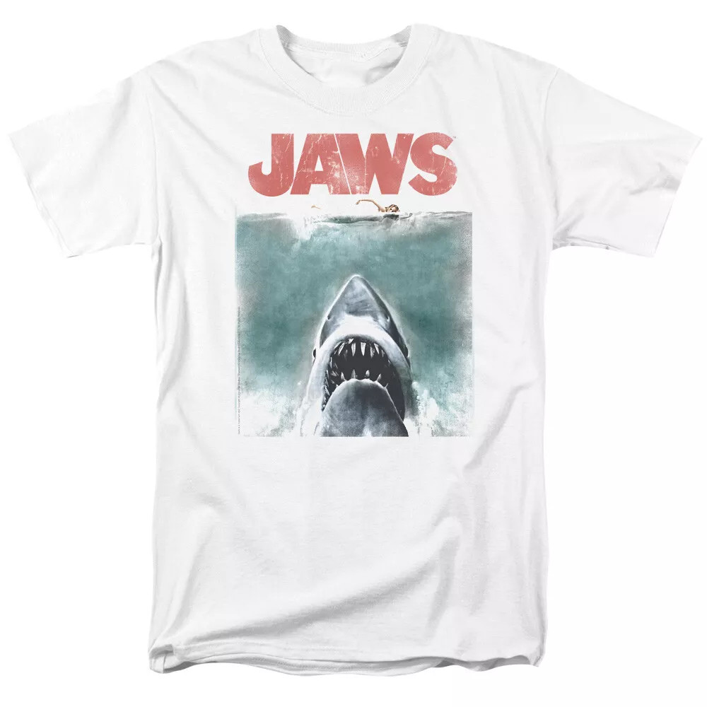 Jaws Vintage Poster T Shirt Licensed Shark Movie Retro Tee Classic Men’s T Shirt
