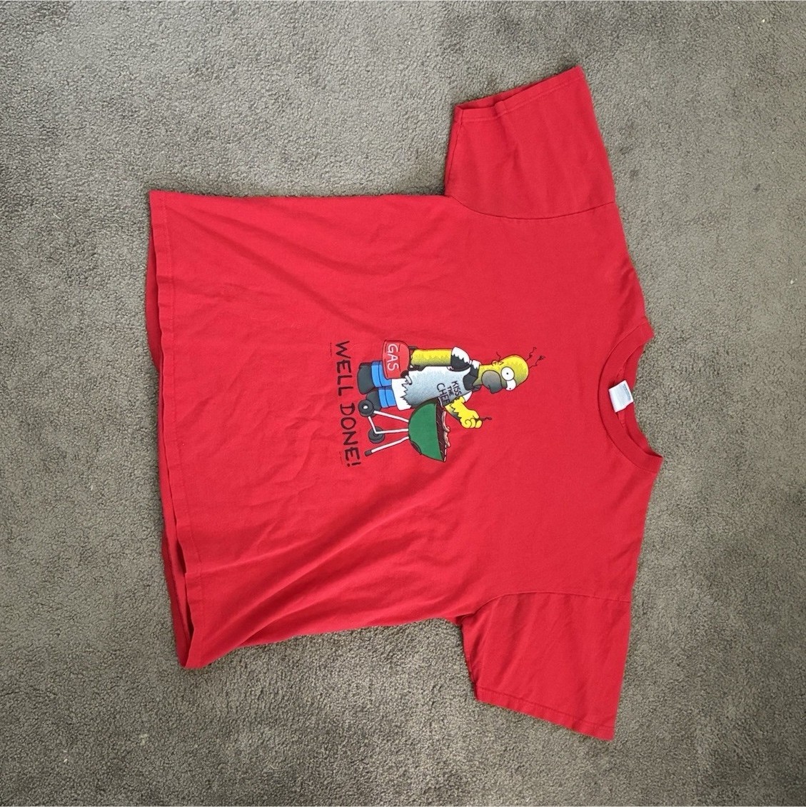 Wild Oats Simpsons Homer Simpson Red Graphic Tee XL Cotton Crew Neck SS