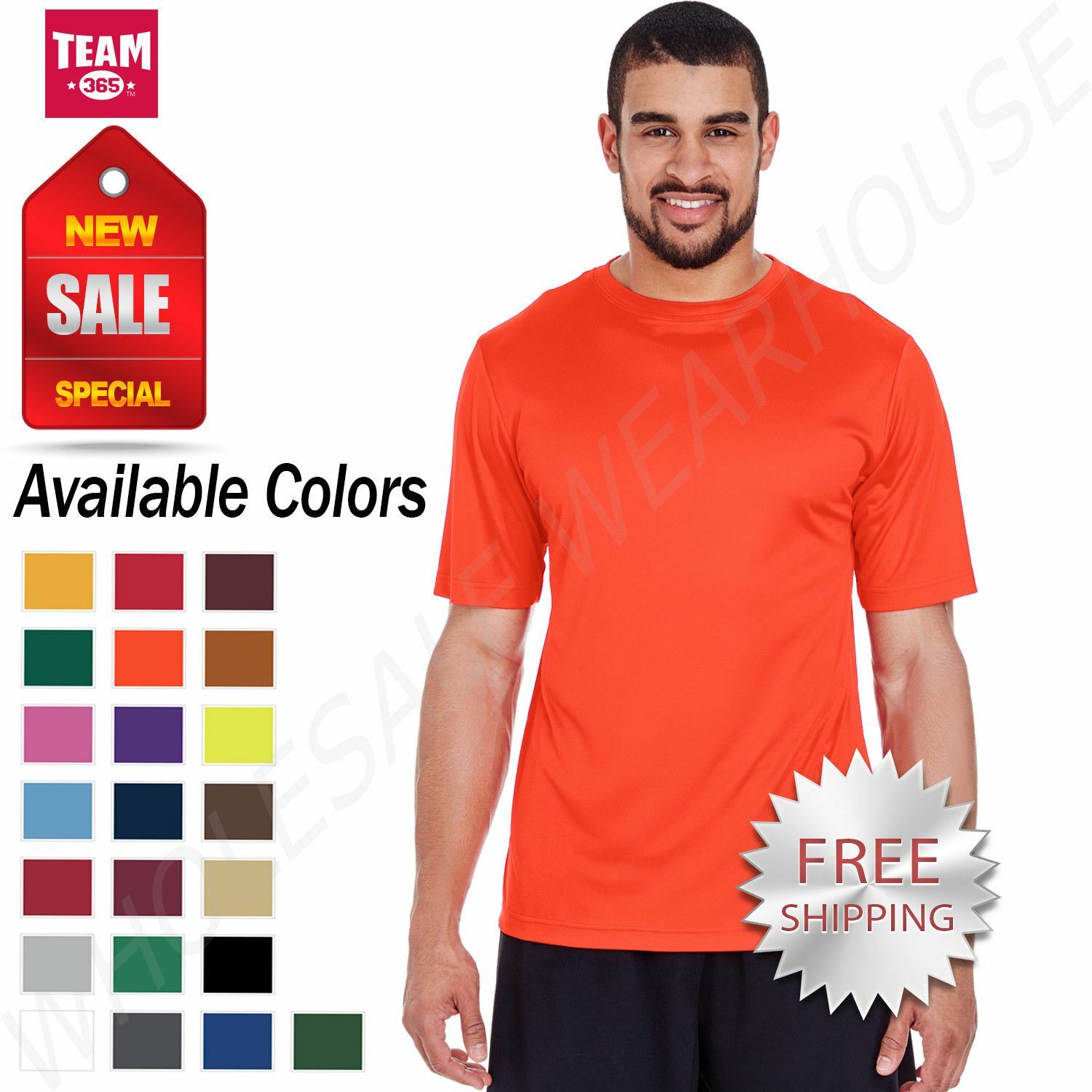 Team 365 Mens Dri-Fit Performance Gym Workout UV Protection T-Shirt M-TT11
