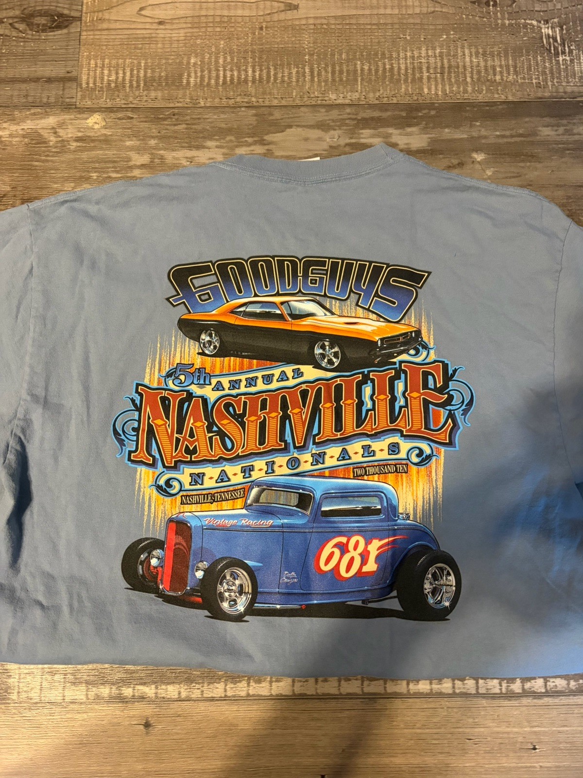 Port and Company Goodguys Nashville Nationals Blue Double-Sided Car T-Shirt XL
