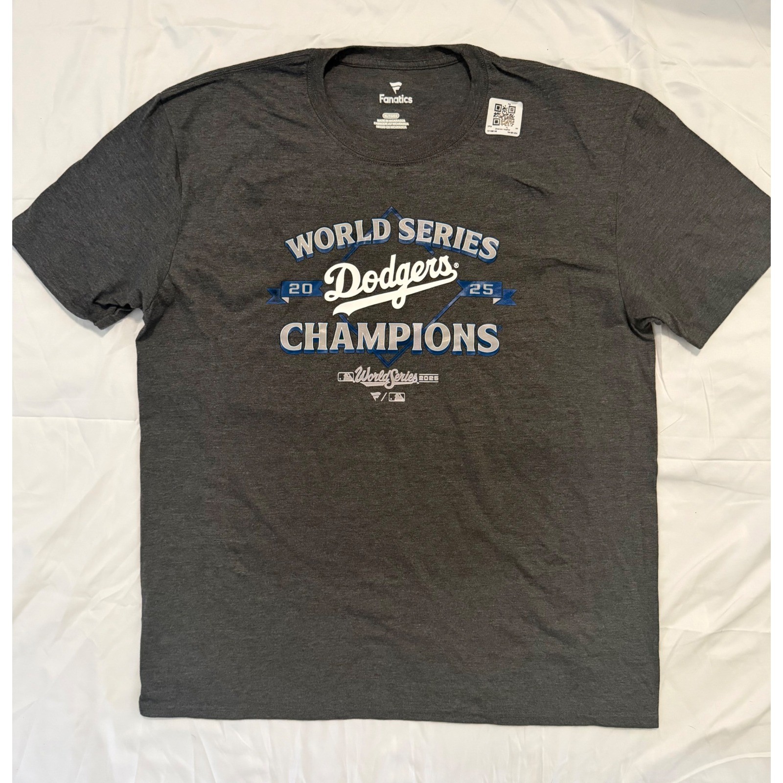 NWT Fanatics LA Dodgers 2025 World Series Champions Tee Mens XL Charc Grey MLB