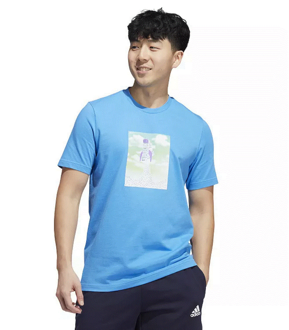 Adidas T-Shirt Mens L Large Big And Tall Blue Boost Rocket Graphic Tee HK6760
