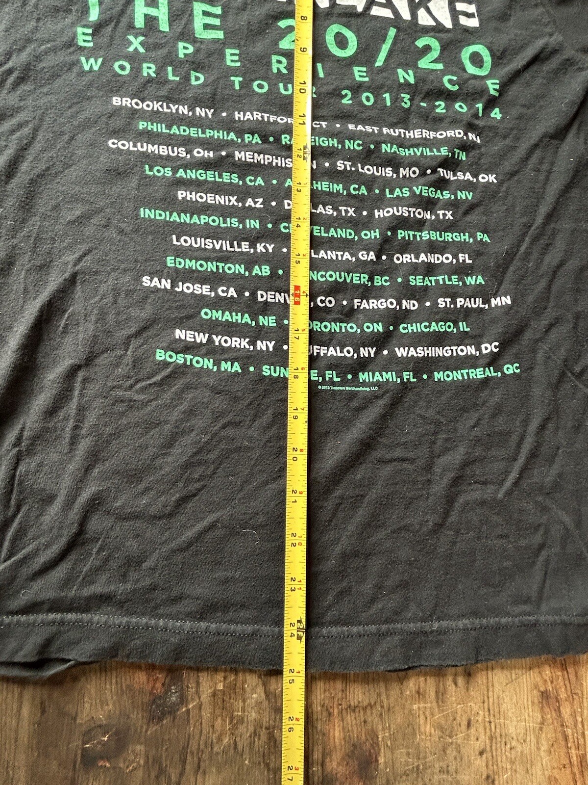 justin timberlake 20/20 experience Tour 2013-2014 Concert Shirt Size small S