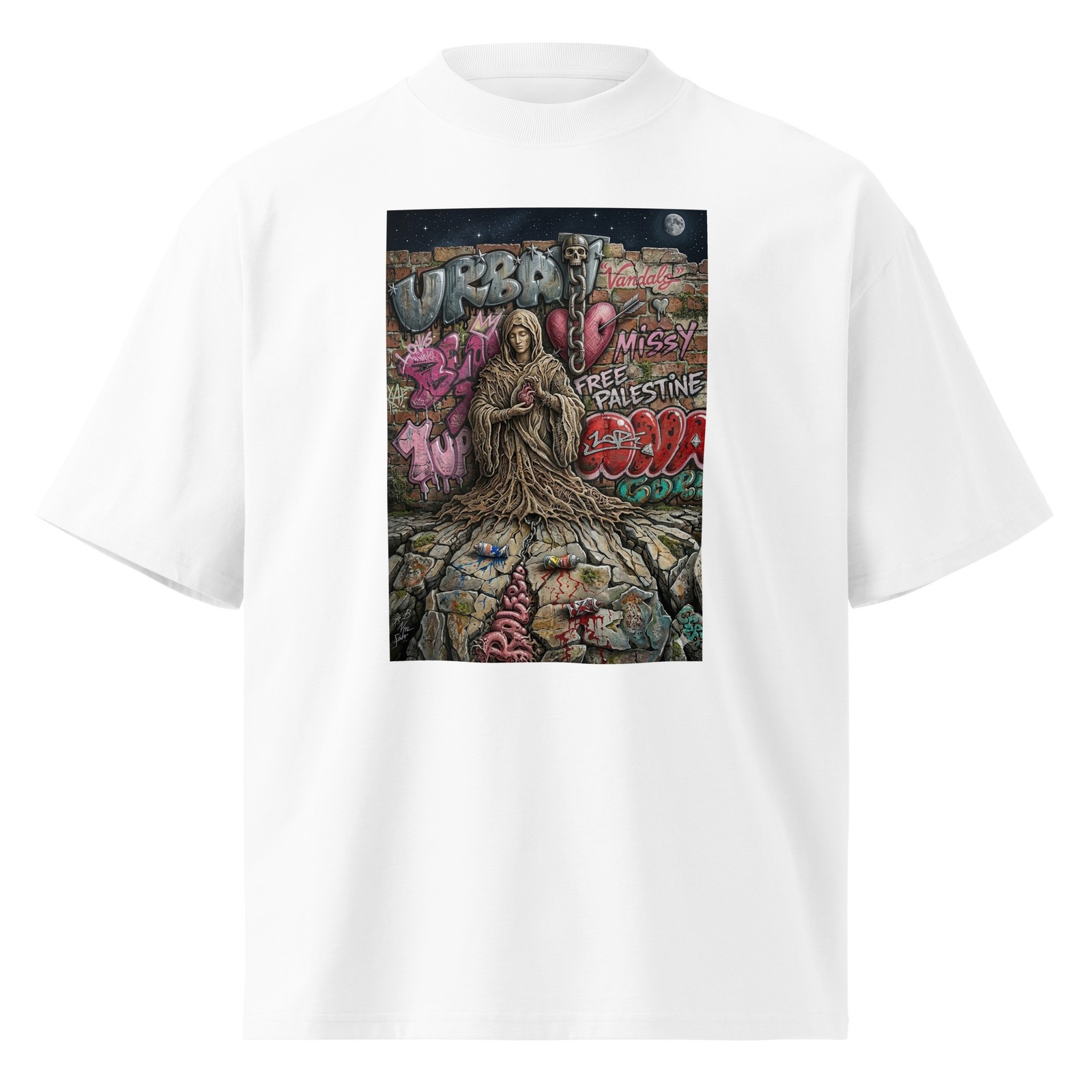 Unisex organic oversized high neck t-shirt