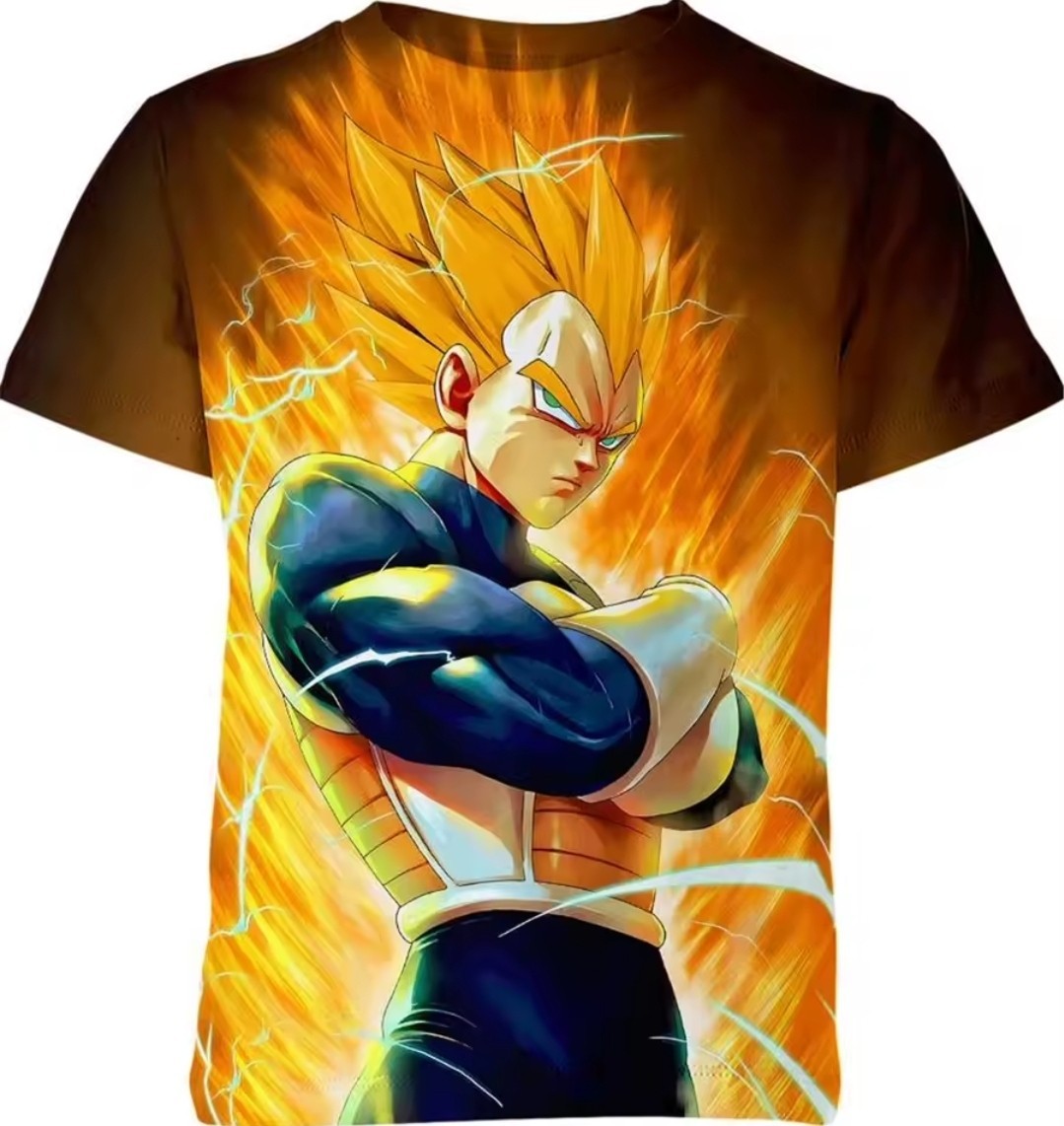 Dragon Ball Z Vegeta Men’s T-Shirt Yellow New Jersey Size M