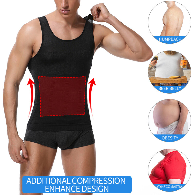 Men Muscle Abs Compression Vest Sweat Body Shaper Tank Top Slimming T-Shirt US