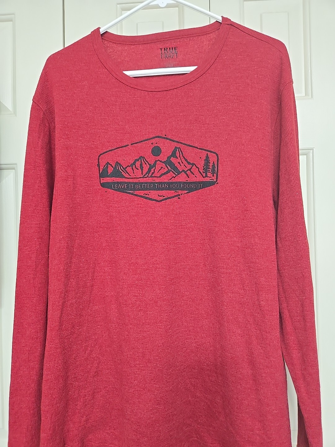 Mens True Craft Outdoor Vibes Hiking Thermal Waffle Shirt XL RED