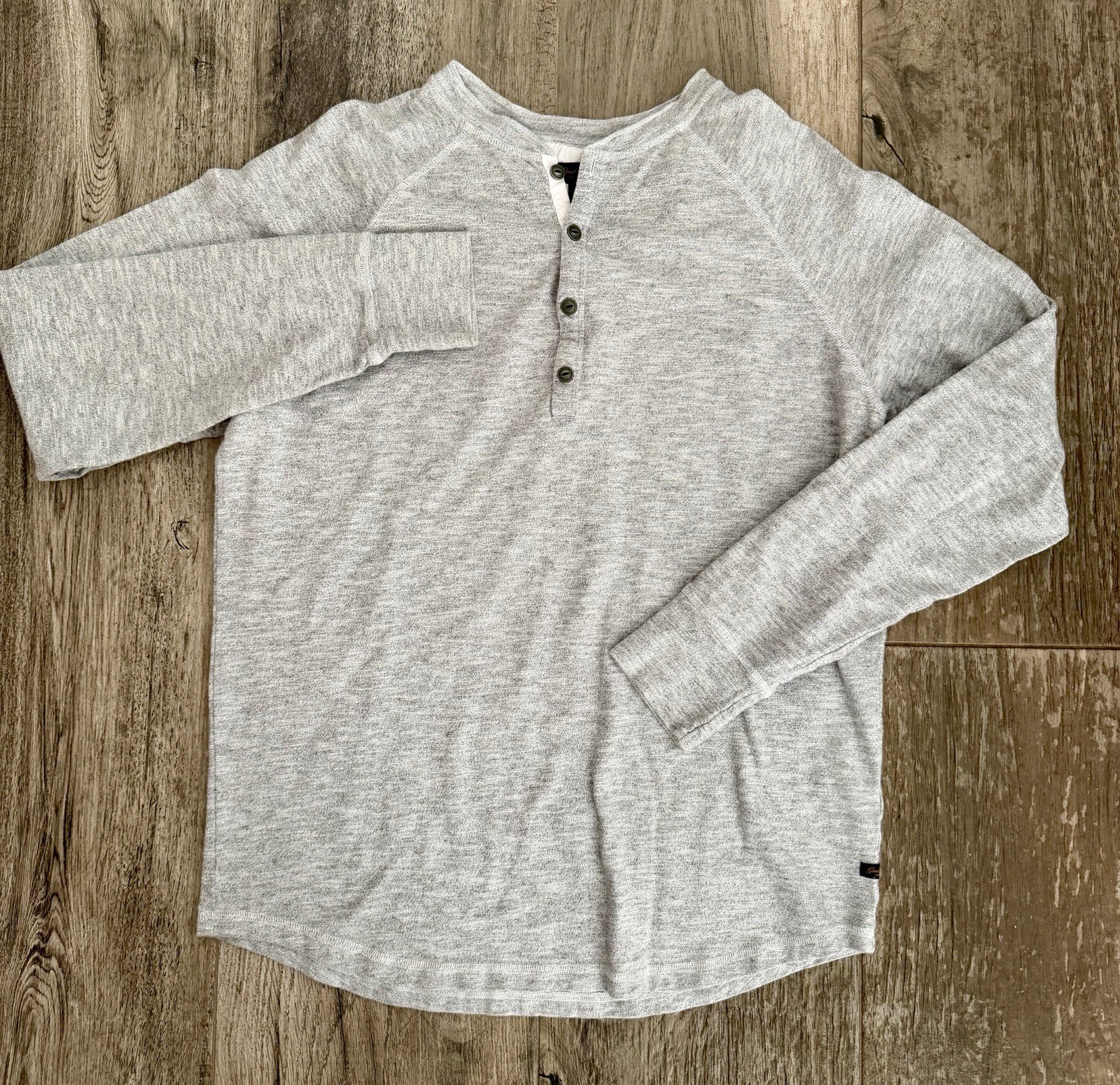 Good Man Brand Slub Cotton Henley Shirt Mens Large Grey Long Sleeve Casual